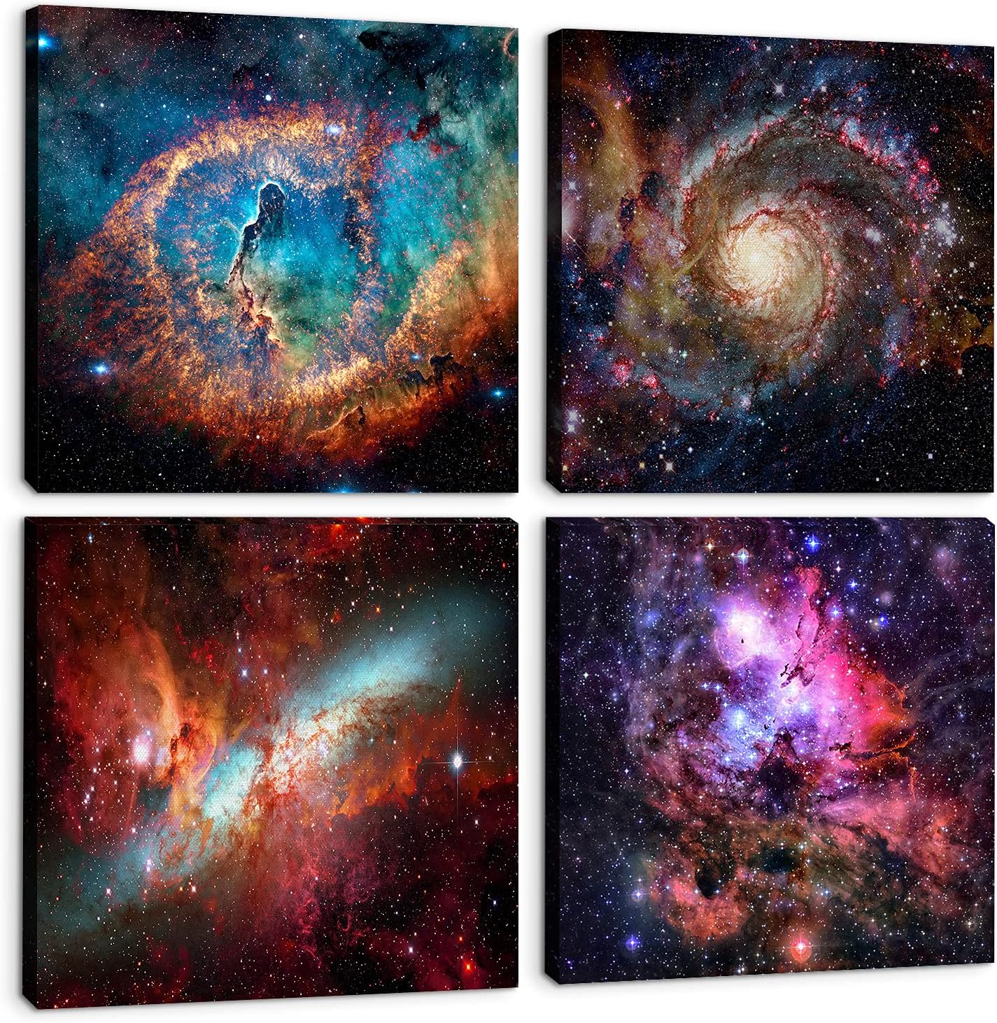 Space Decor for Boys Room Galaxy Canvas Pictures Nebula Wall Art Kids Bedroom Outer Space Room Decor Interstellar Posters Astronomy Painting Universe Artworks for Living Room Home Decoration 12x12" 4