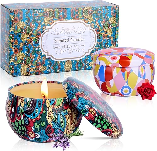 Velas de regalo para mujer, paquete de 2 velas perfumadas para el hogar, 180 horas de larga duración, vela de aromaterapia de soja, vela de lavanda,