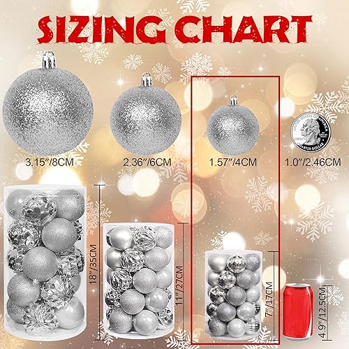 Miniatura 79 de Lulu Home Adornos de esferas para árbol de Navidad, 34 unidades, esferas colgantes Dorado