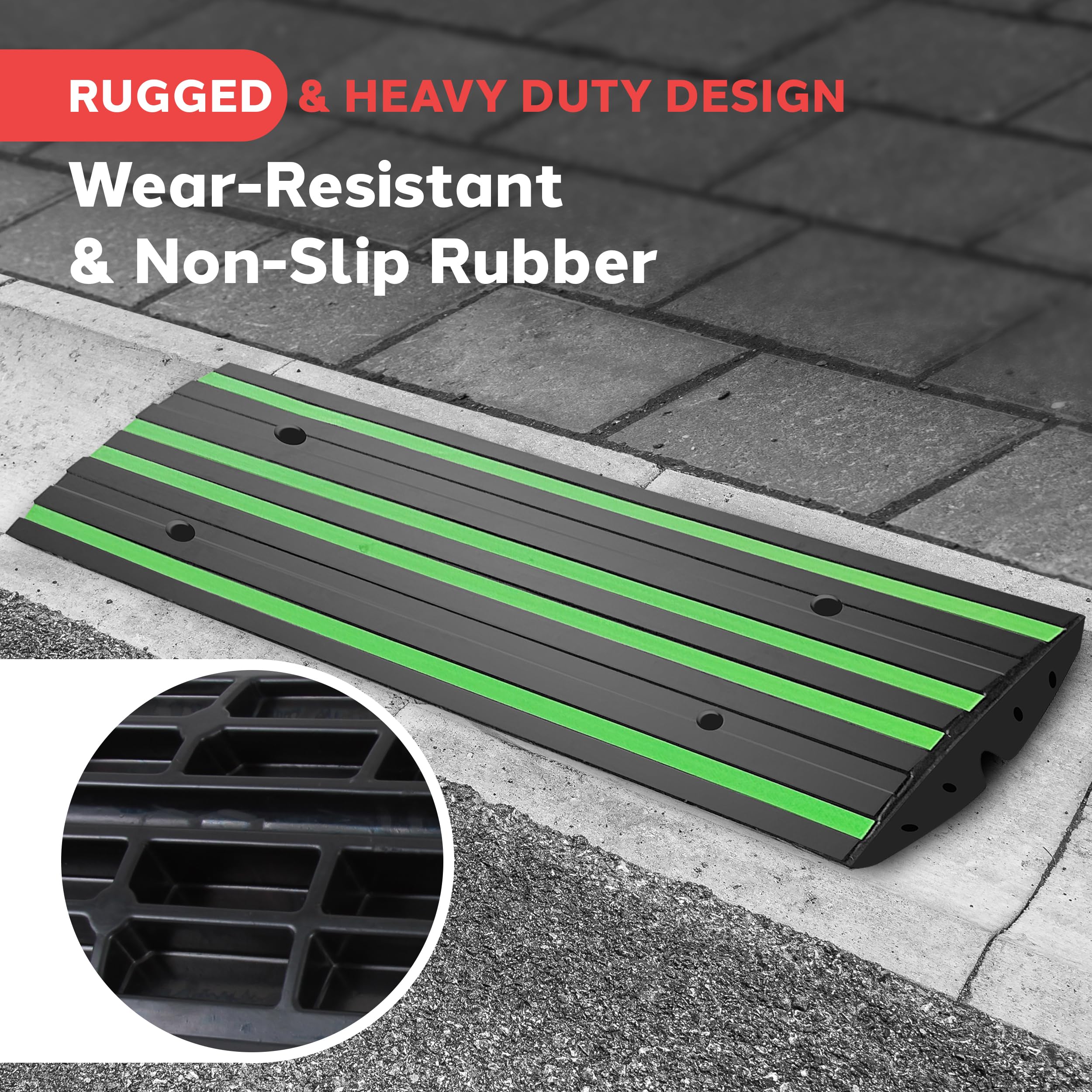 Car Ramps Iplusmile Rubber Threshold Ramps (2 Pack) – Heavy Duty Curb ...