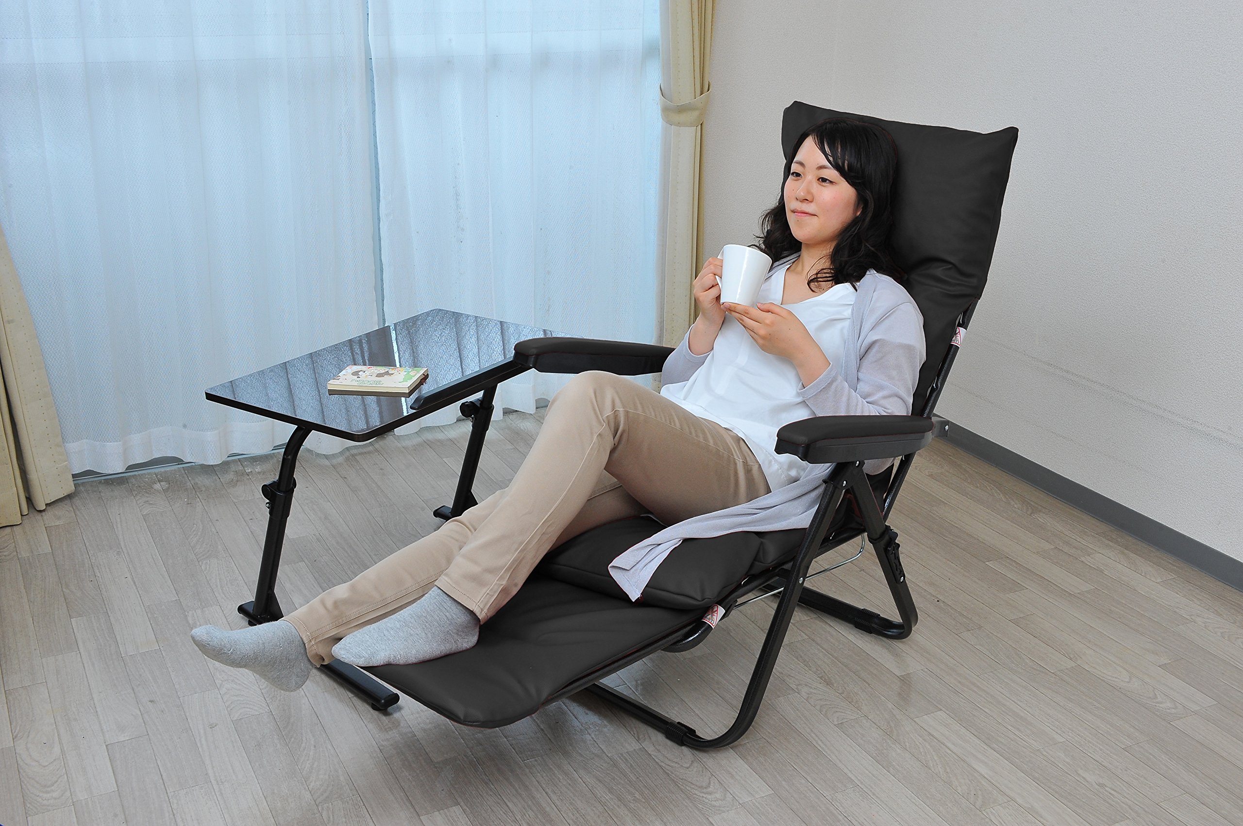 ビータ(Vita) ワンタッチリクライニングアームチェア グレー チェア つ61