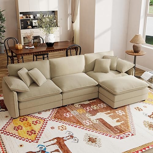 Sofás seccionales de 115 pulgadas para sala de estar, sofá modular en forma de L con diván, sofá moderno con otomana para apartamento, espacio