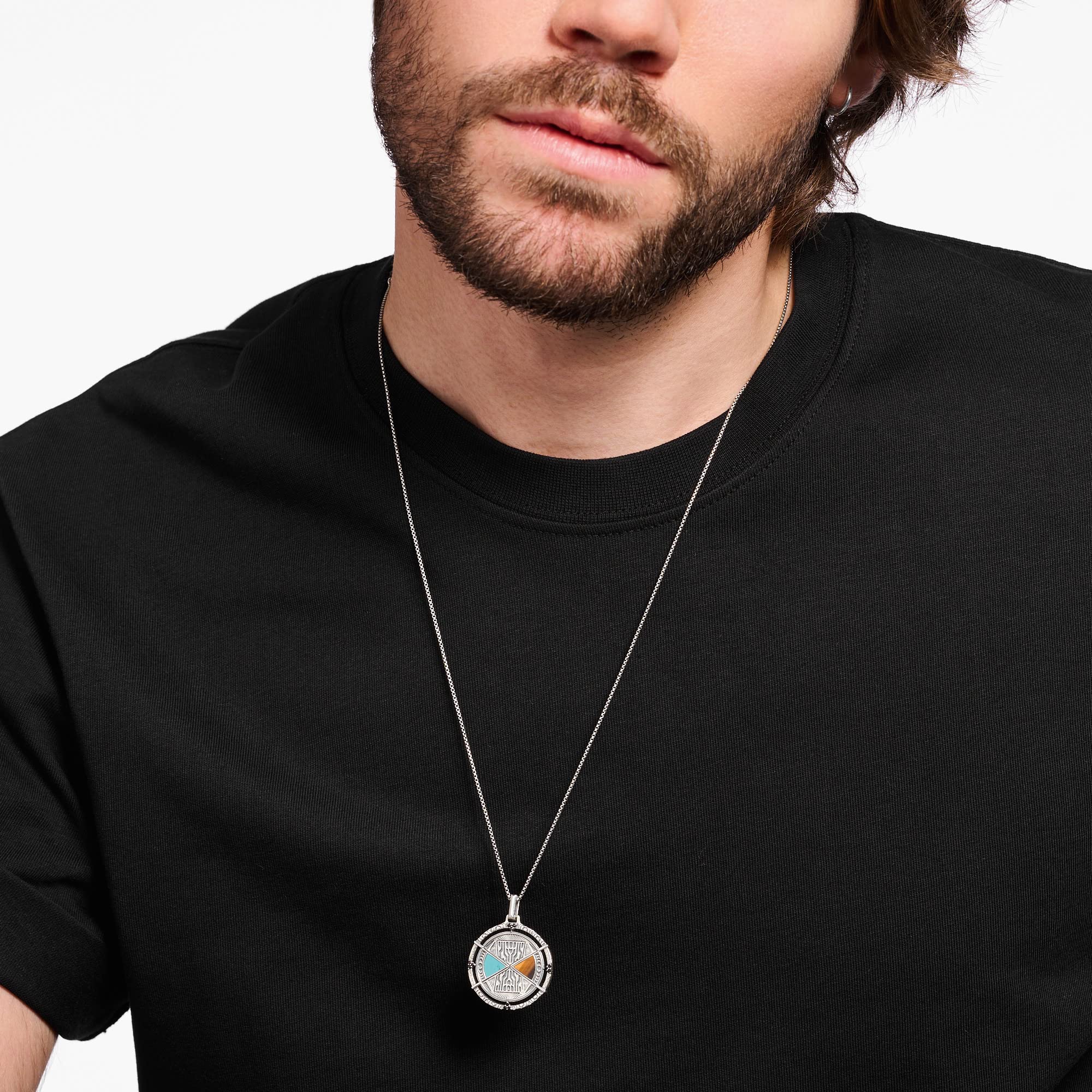 THOMAS SABO Anhänger Talisman Türkis und Tigerauge 925 Sterlingsilber, Geschwärzt