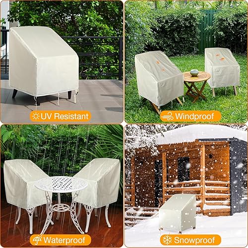 Miniatura 4 de Preboun 8 fundas impermeables para silla de patio, para exteriores, con bolsa de almacenamiento, fundas para muebles de patio, tela Oxford 210D,