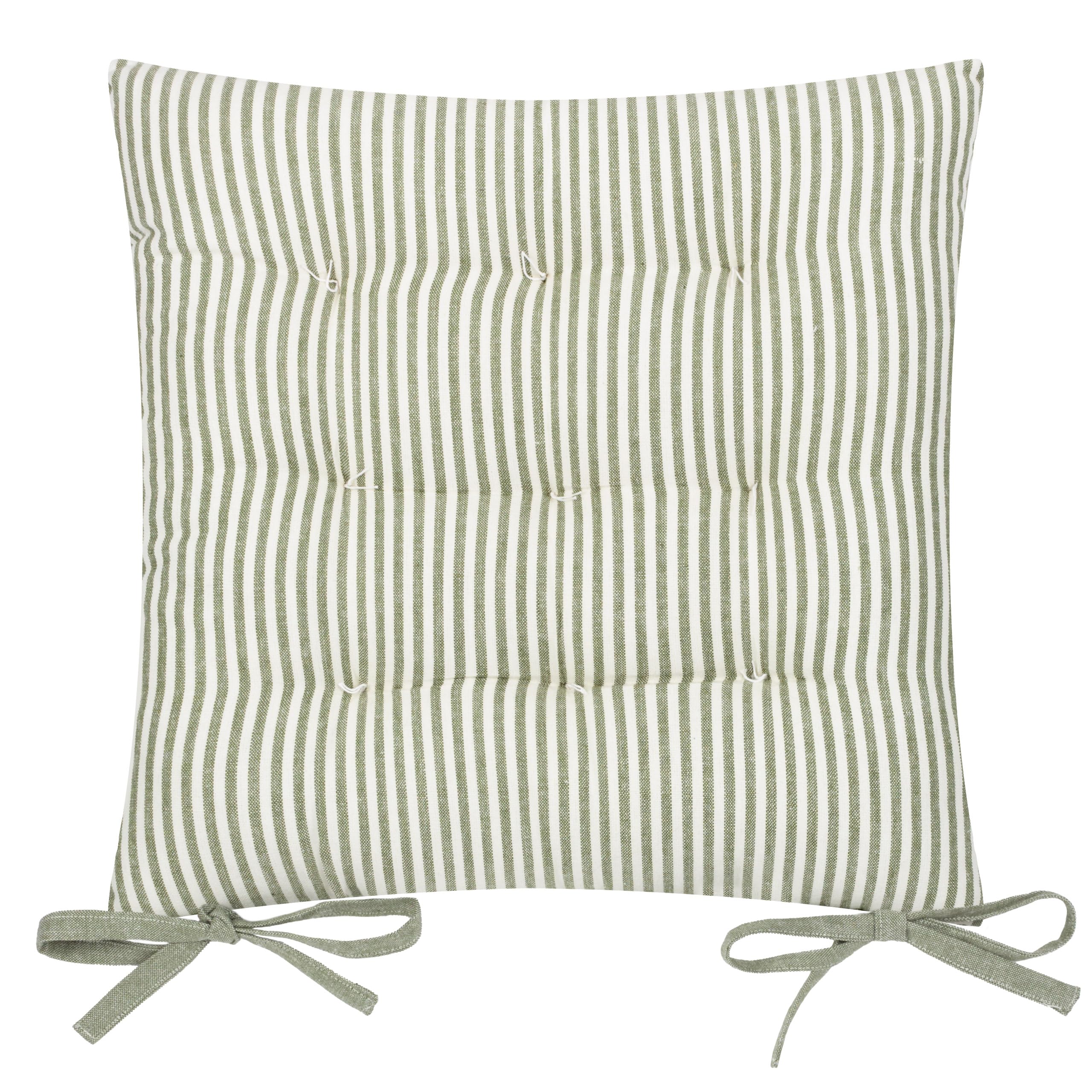 Yard Cojín de Asiento de algodón a Rayas Hayle - Musgo - 40x40cm