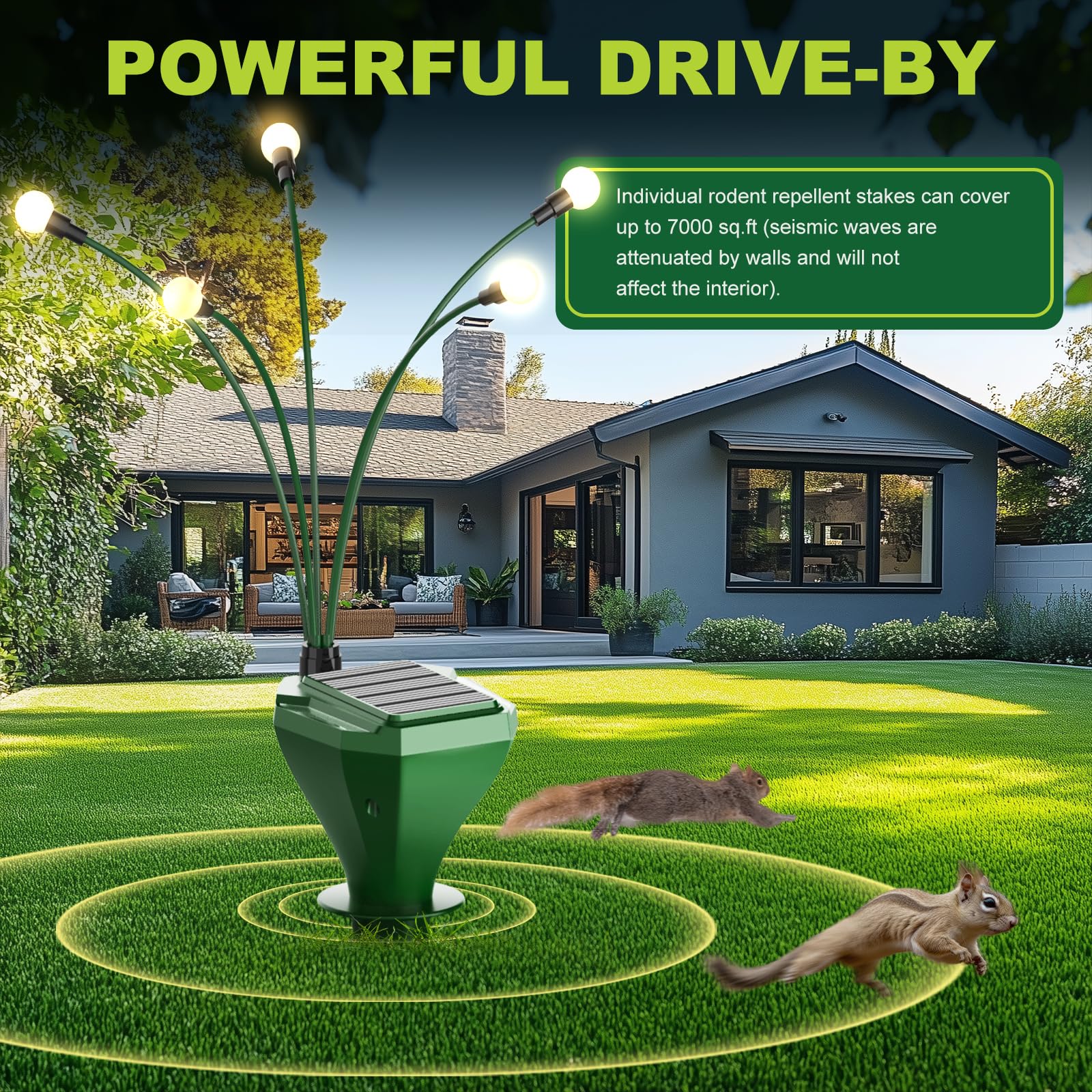 Maulwurf Vertreiber, Premium Solar Wühlmausschreck Testsieger 2er Pack - Humane Ultraschall- & Vibrations-Abwehr gegen Maulwürfe & Wühlmäuse, Solarbetrieben, Wasserdicht IP65, für Garten & Rasen