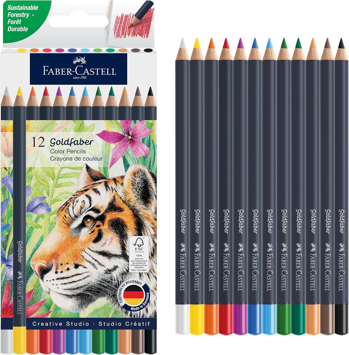 Lápices de colores Goldfaber, 12 colores clásicos para artistas