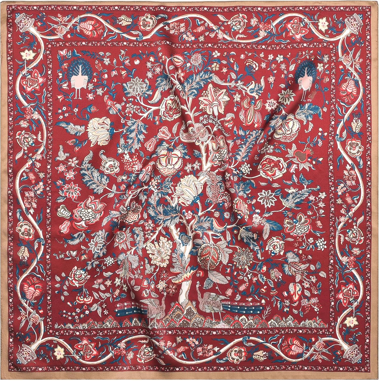 100% Mulberry Silk Scarf 25.6"x25.6" Square Women Neckerchief Headscarf - Lightweight Neck Scarf Gift Packed - Image 3