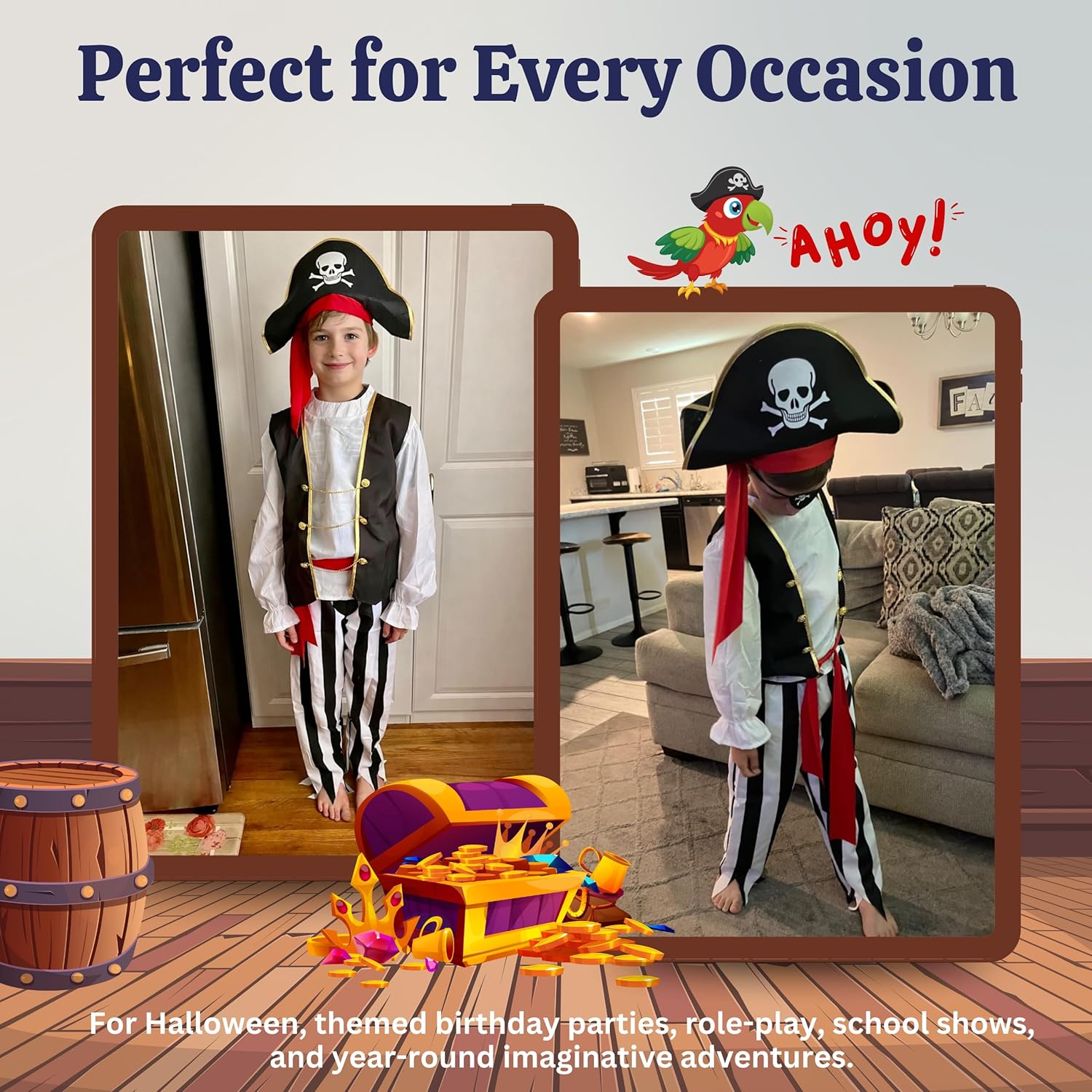 Dress Up America Kids Pirate Costume - Authentic Boys Pirate Costume for Halloween, Birthday Parties, & Role-Play Dress Up - Image 6