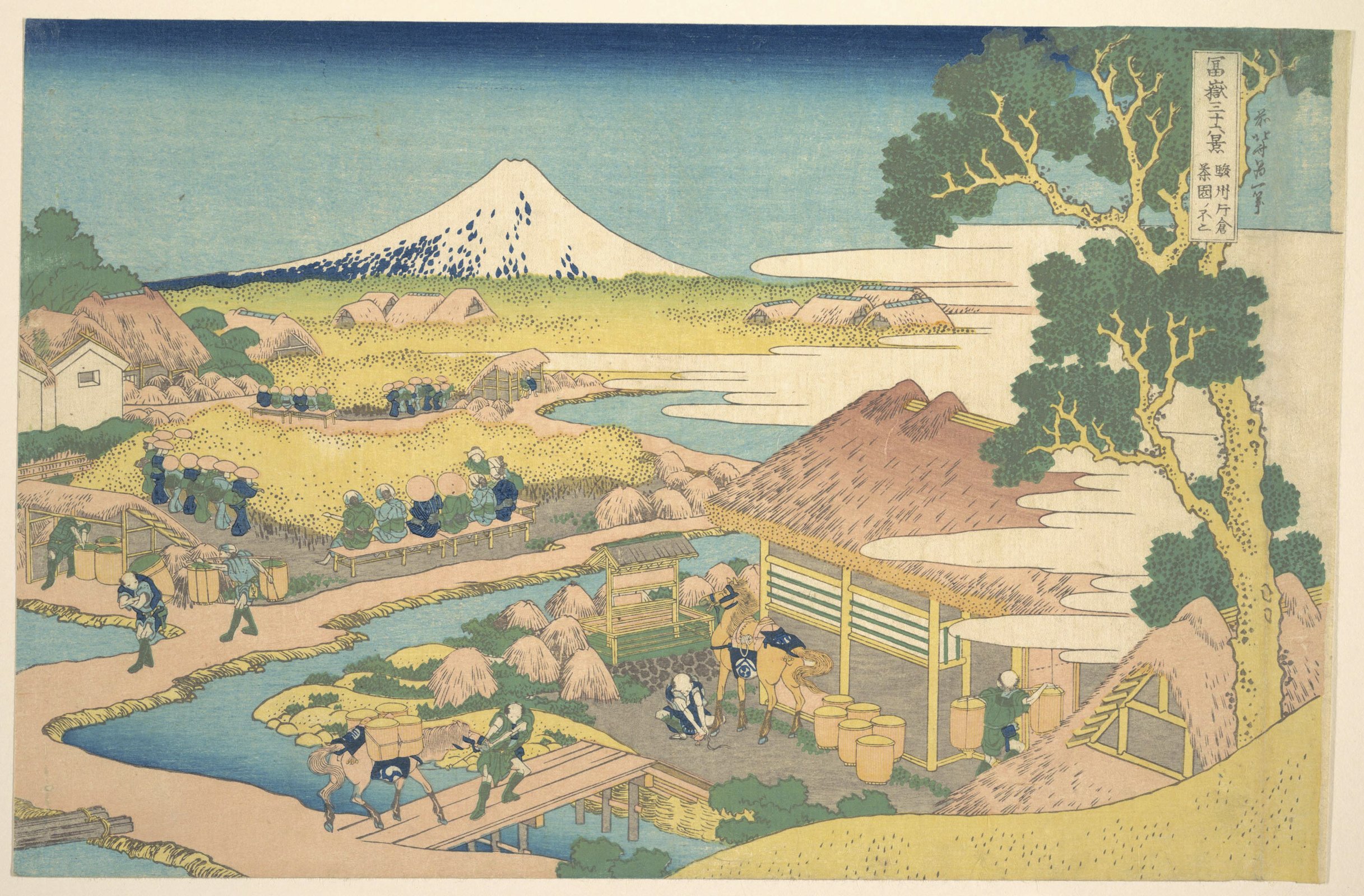 Lámina Katsushika Hokusai, cuadro de los campos de té de Katakura en Suruga mediano mate