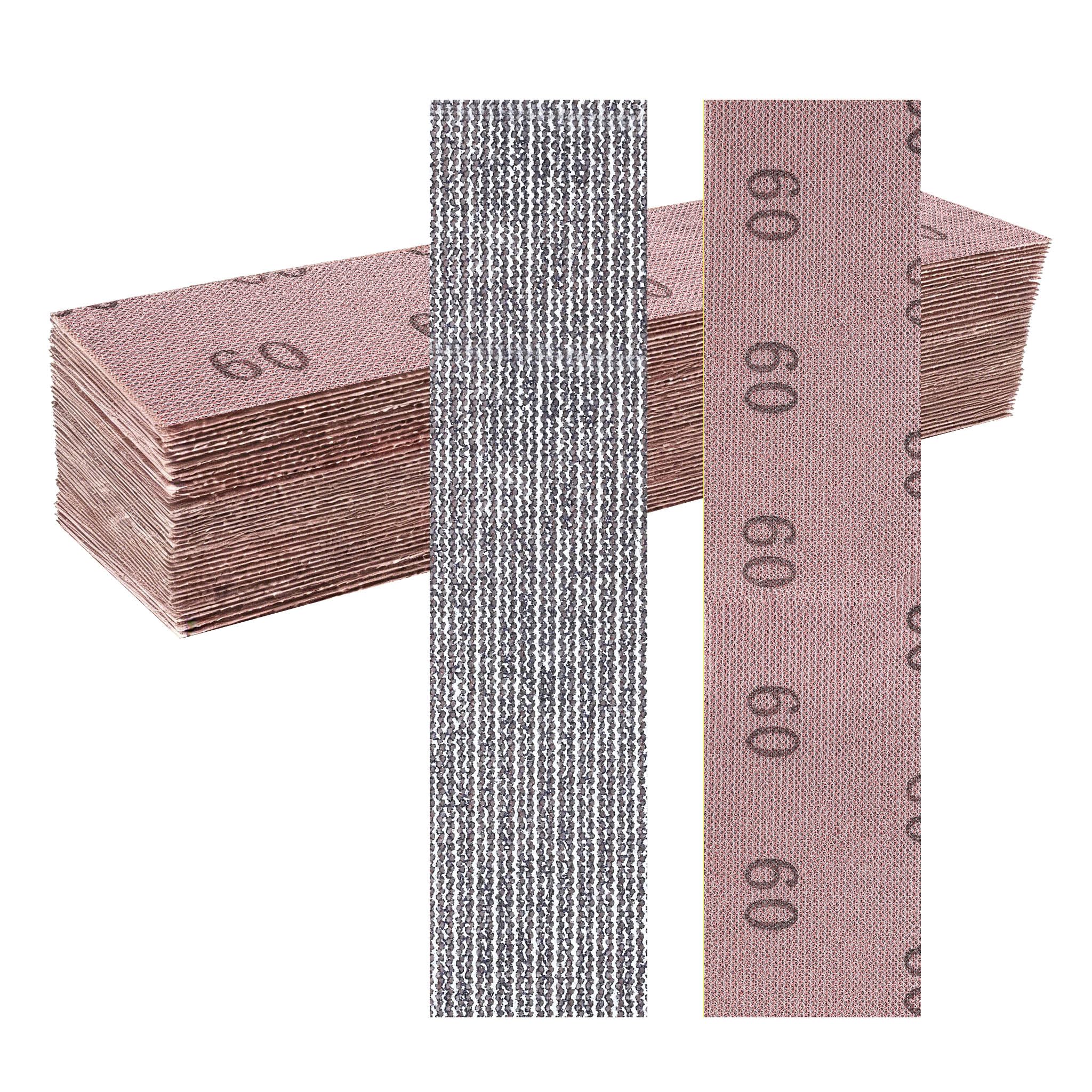 Sruhrak 25PCS Sanding Sheets 70 x 400 mm Hook and Loop Net Sandpaper, 60 Grits, For Wood Metal Plaster & Furniture Sanding, Fits Hand Sanders