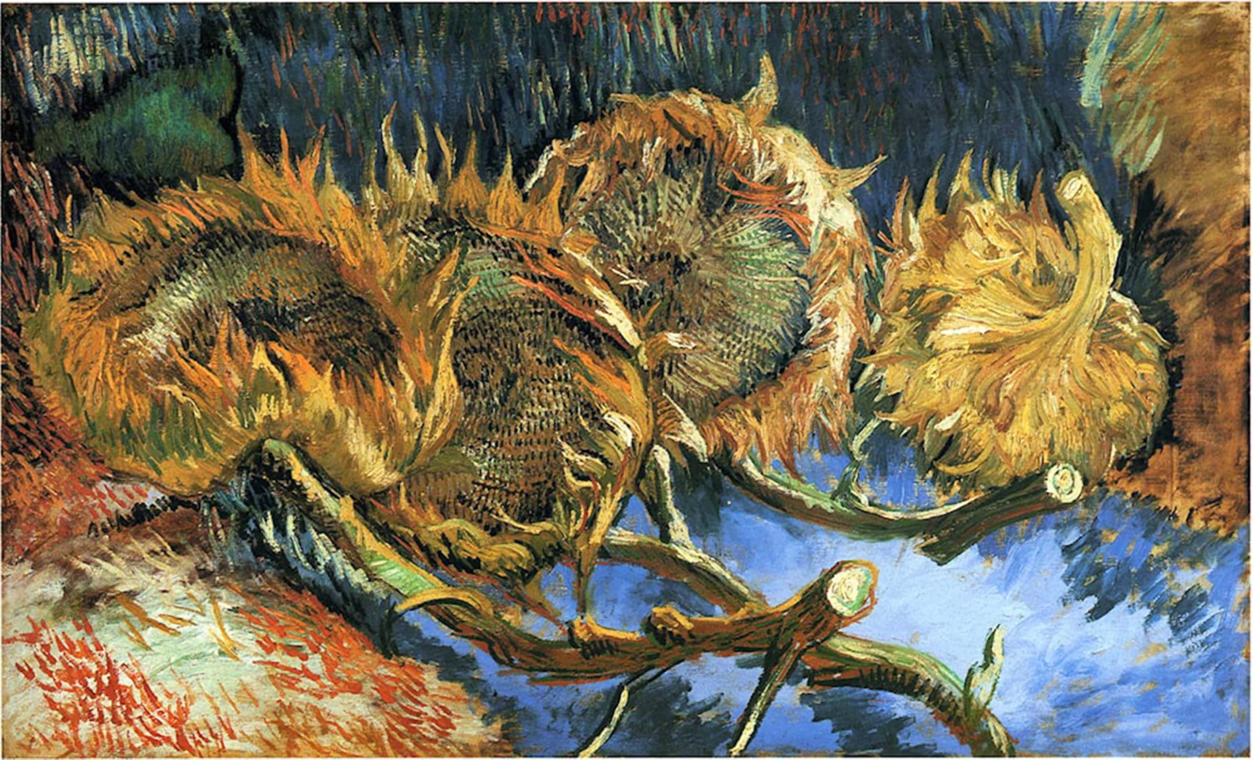 Posteriik No Frame Vintage Classic Picture Landscape Artwork Still Life With Four Sunflowers Portrait Canvas Painting For Office Home Decor 60X90cm