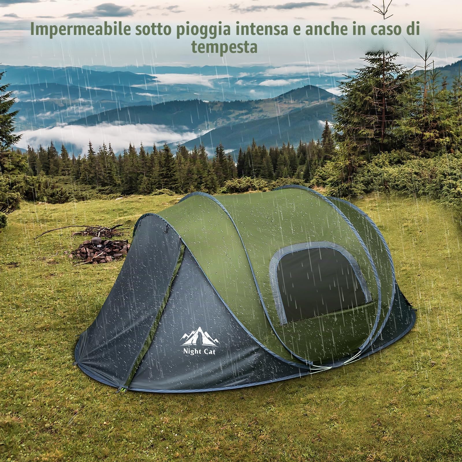 Night Cat Tenda da campeggio pop-up per 2 3 persone automatica tenda istantanea impermeabile facile installazione all'aperto