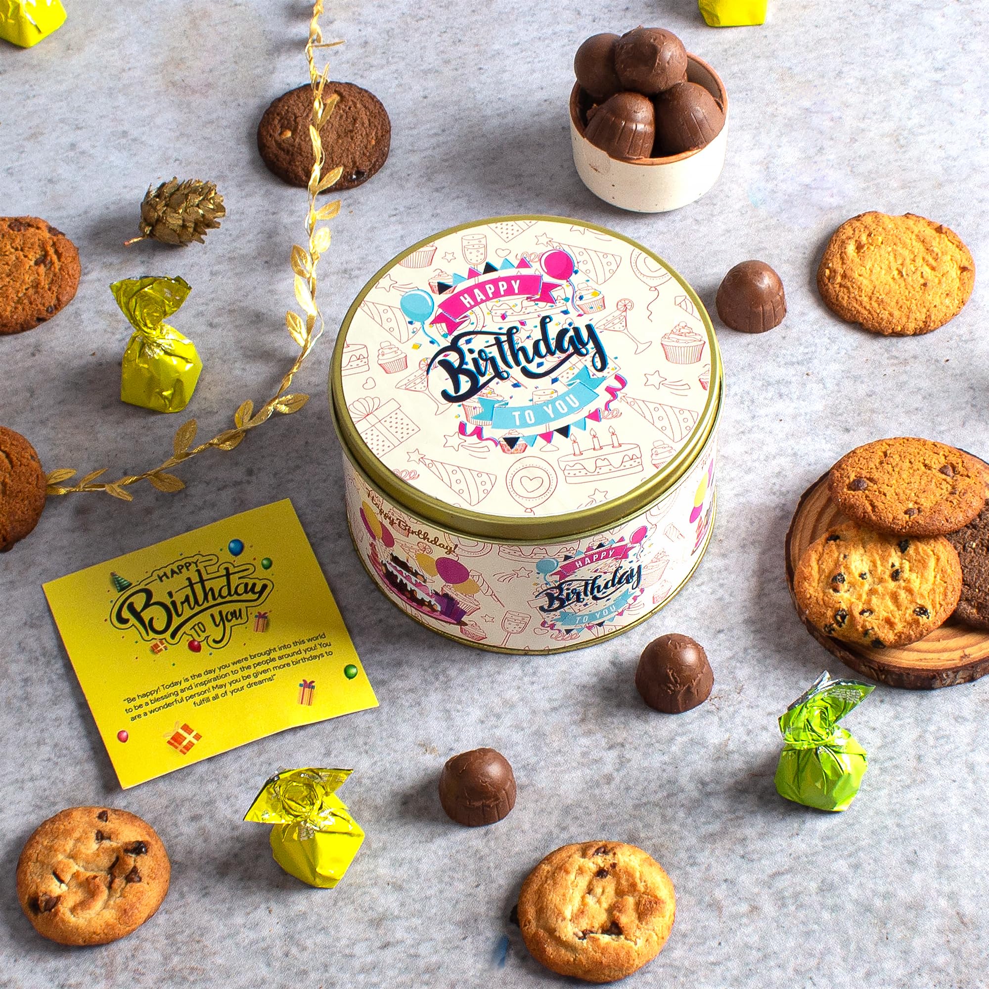 CookieMan Happy Birthday Cookies & Chocolate Gift Tin - 300g