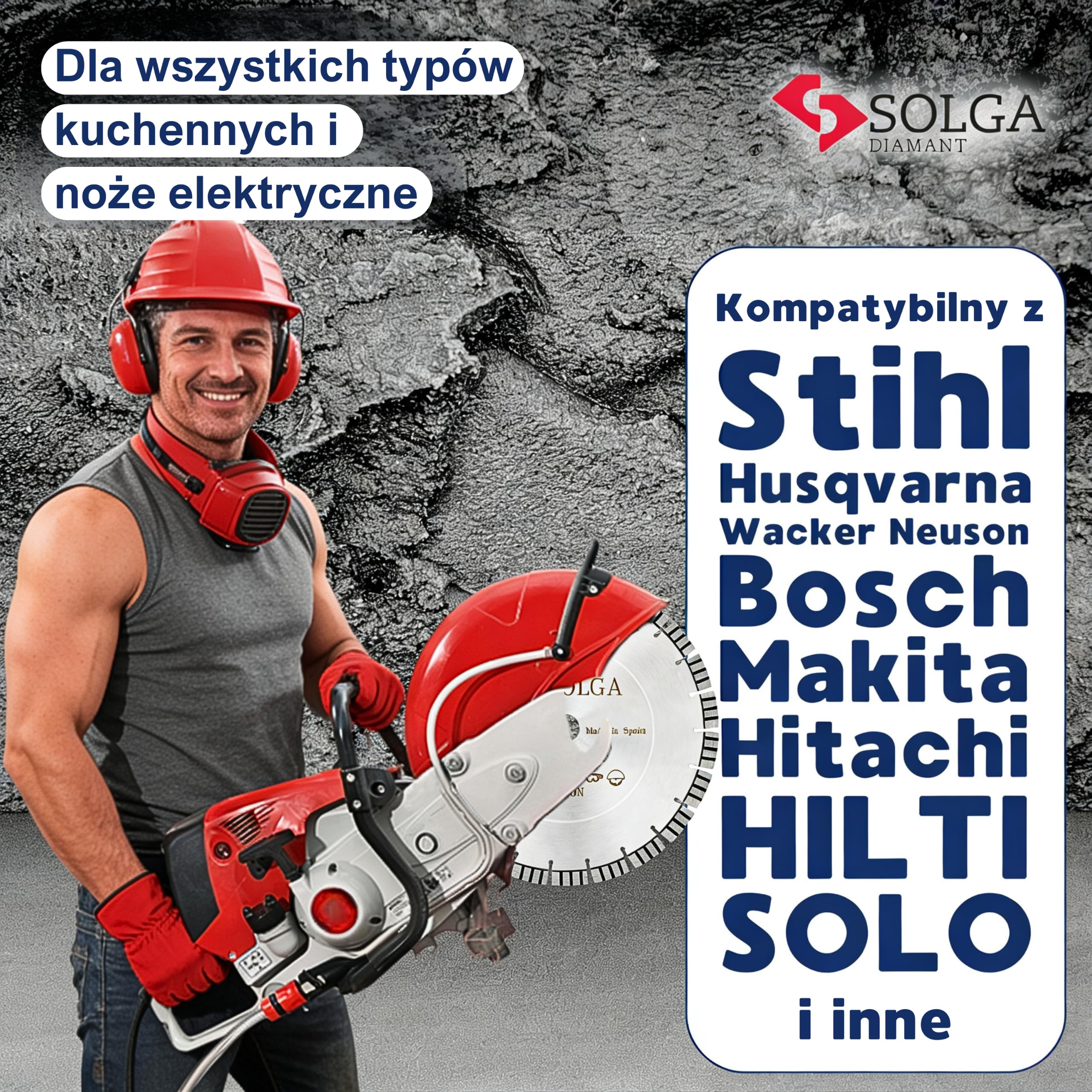SOLGA DIAMANT Tarcza tnąca 350 mm TURBO, tarcza tnąca 350 mm, diamentowa tarcza tnąca do betonu zbrojonego, betonu, cegły, kamienia, betonu komórkowego, granitu, brzeszczot piły benzynowej,