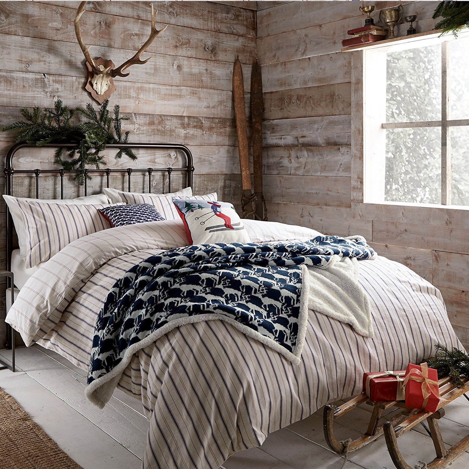 Peacock Blue Loft Collection Flynn Cover Set, Navy - Single