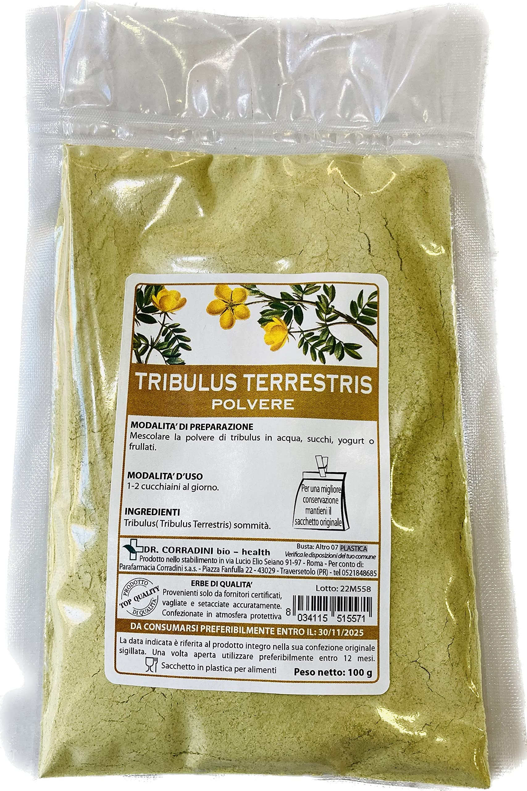 Dr. Corradini - Tribulus terrestris polvere - 100 g