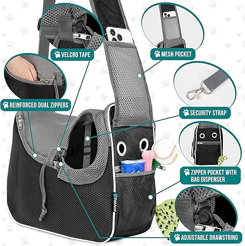 Miniatura 3 de PetAmi Bolsa de transporte para perros pequeños, bolsa cruzada de lados suaves para cachorros, bolsa ajustable para mascotas para llevar de viaje