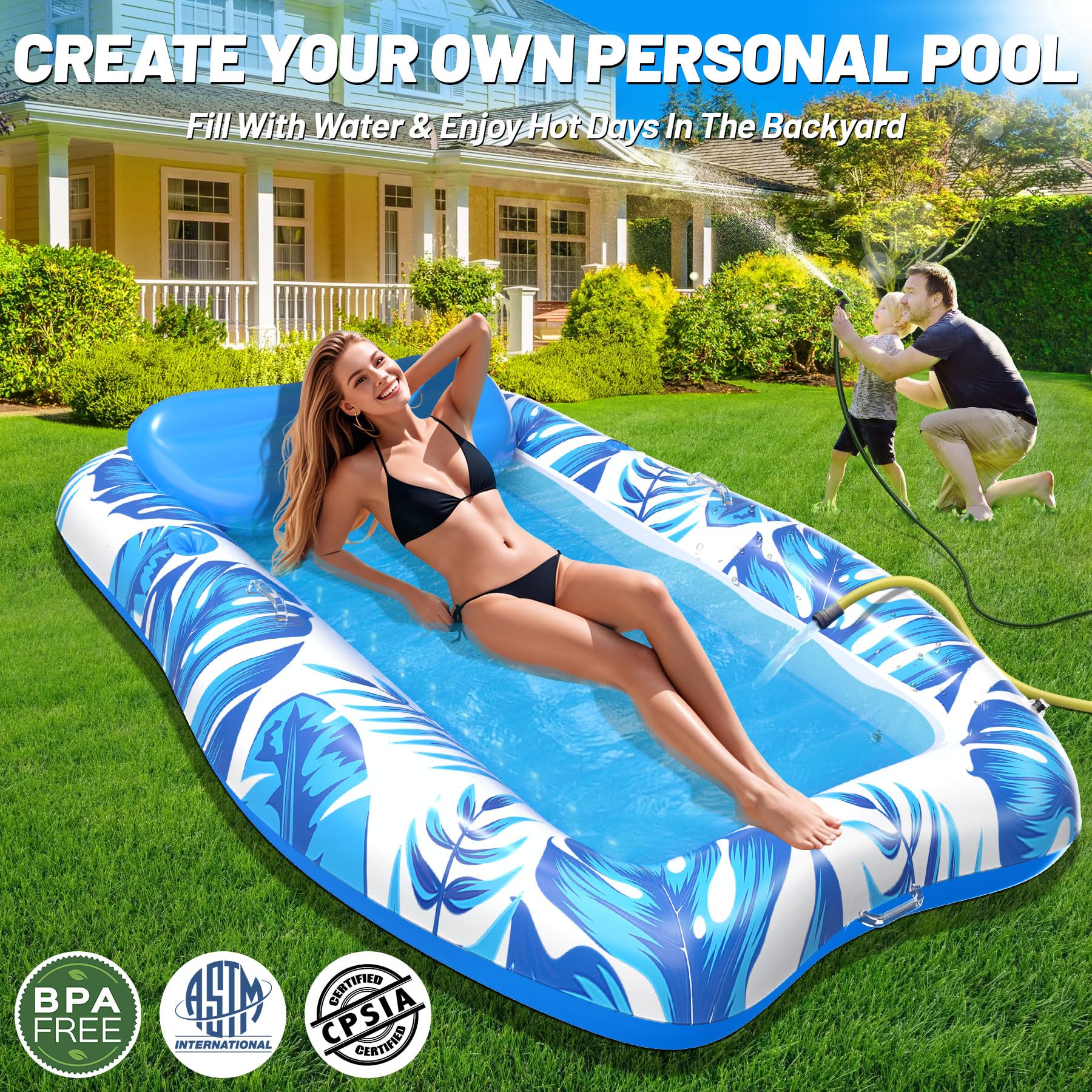 DeeprBling Colchoneta Piscina Adultos, Colchoneta Playa Hinchable con Almohada, Soportes para Vasos y Teléfono, Flotadores Piscinas Adultos con Asas,Engrosada Colchoneta Hinchable Piscina de Bronceado