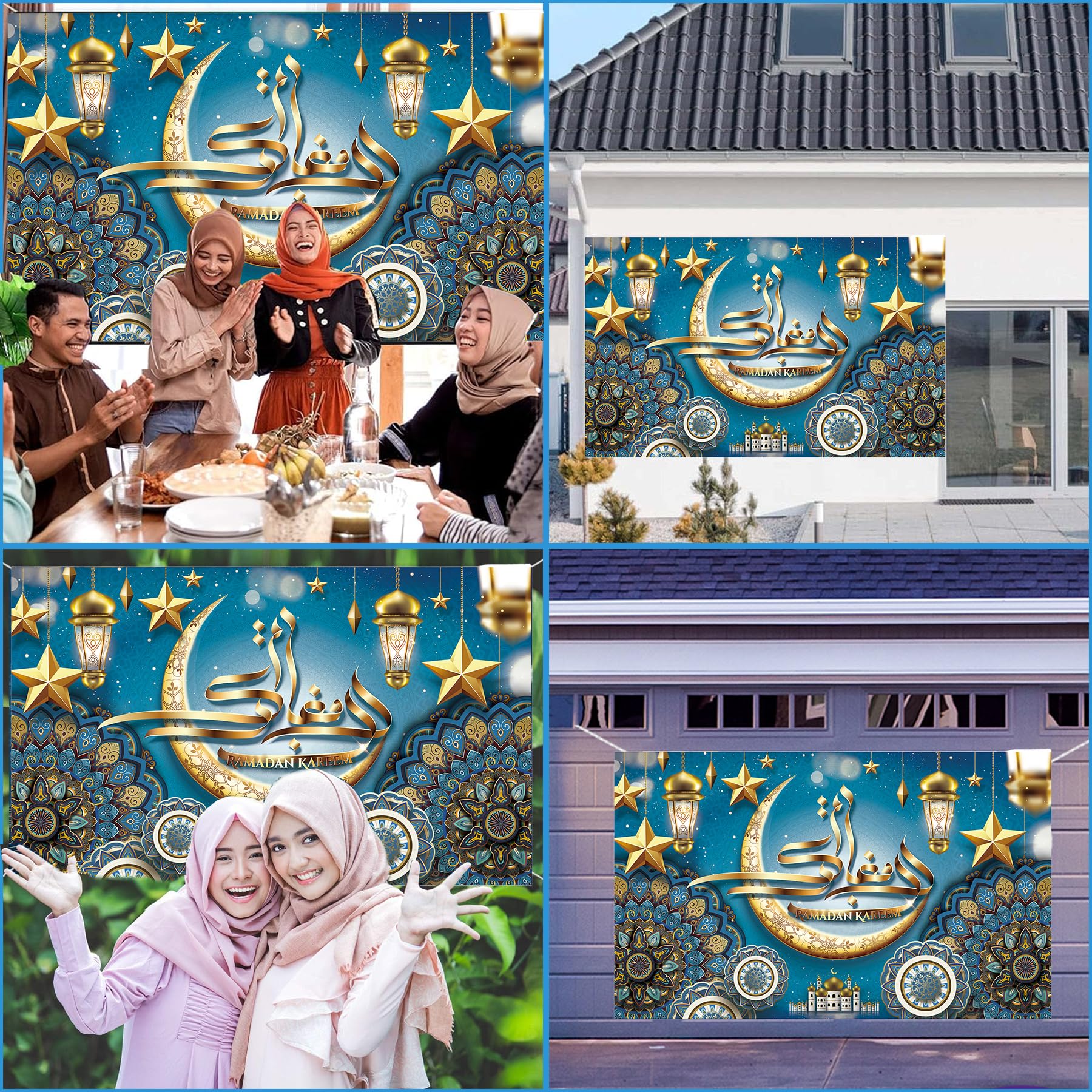 Ramadan Mubarak Achtergrond Banner Ramadan Decoraties, Eid Mubarak -Fitr Banner, Ramadan Kareem Achtergrondbanner voor Eid Festival Party Decoratie
