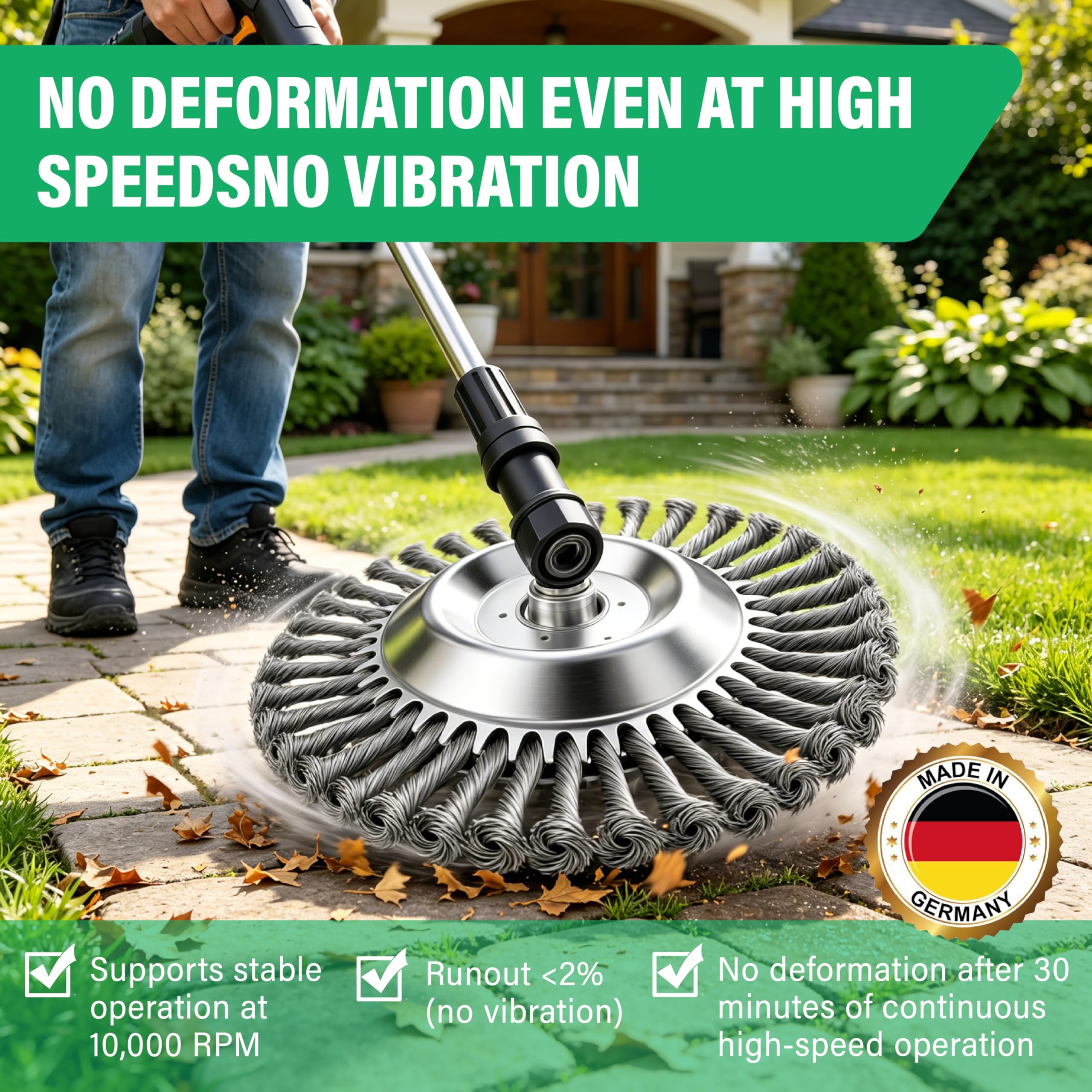 Profi Unkrautbürste- 2 Stück : Wildkrautbürste für Motorsense - 25,4mm Bohrung & 20mm Adapter I Drahtbürste Freischneider für effektive Unkrautentfernung I mit Zubehör