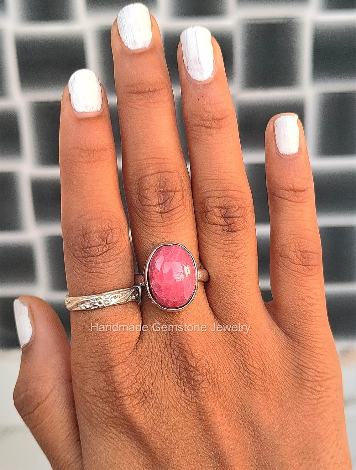 Thulite Ring, Pink Stone Ring, Self-Love Ring, Statement Ring, Women Ring, Gift For Her, Daily Wear Ring, Birthstone Ring, Friendship Ring, Love Ring, Cabochon Thulite Jewelry, Pink Thulite Ring, Sale