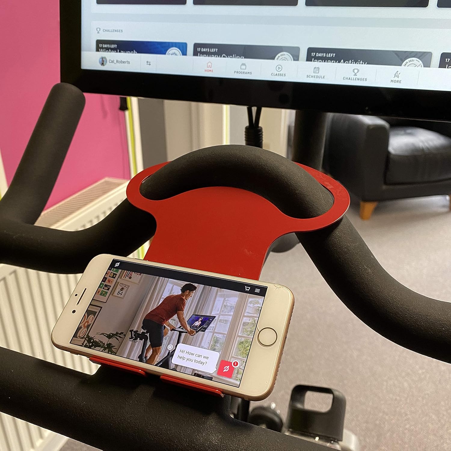 PELOGADGET Phone and Tablet Mount Holder for Original Peloton Exercise Bike, PeloGadget Original - Red - Image 5
