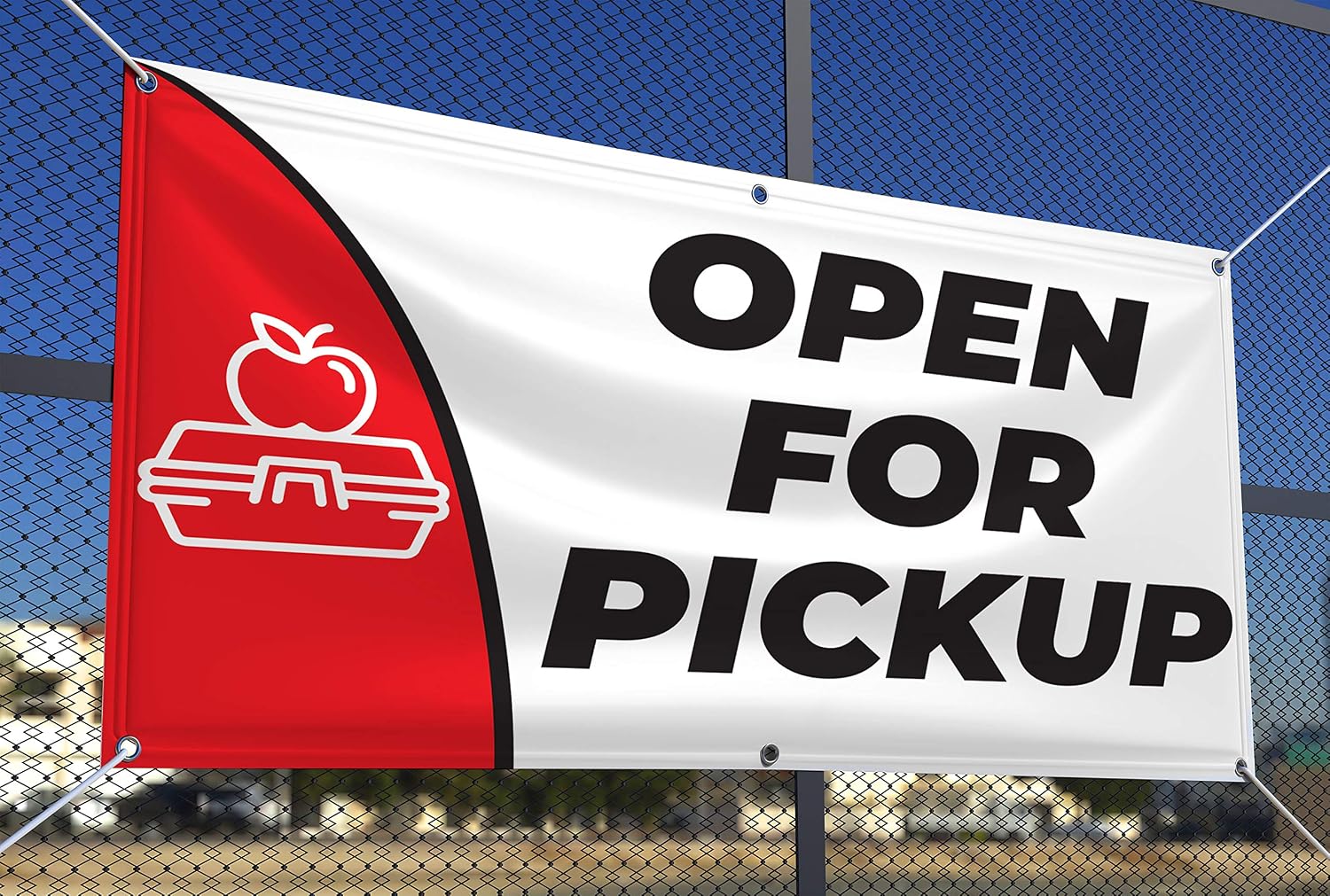 We Deliver, Carryout, Pick Up, Open Essential Service Sign 3x5 Outdoor, Heavy Duty, Vinyl Banner w/Grommets for Restaurants, Markets and Business, Simple Signs, Easy to Hang (Open for Pick Up)