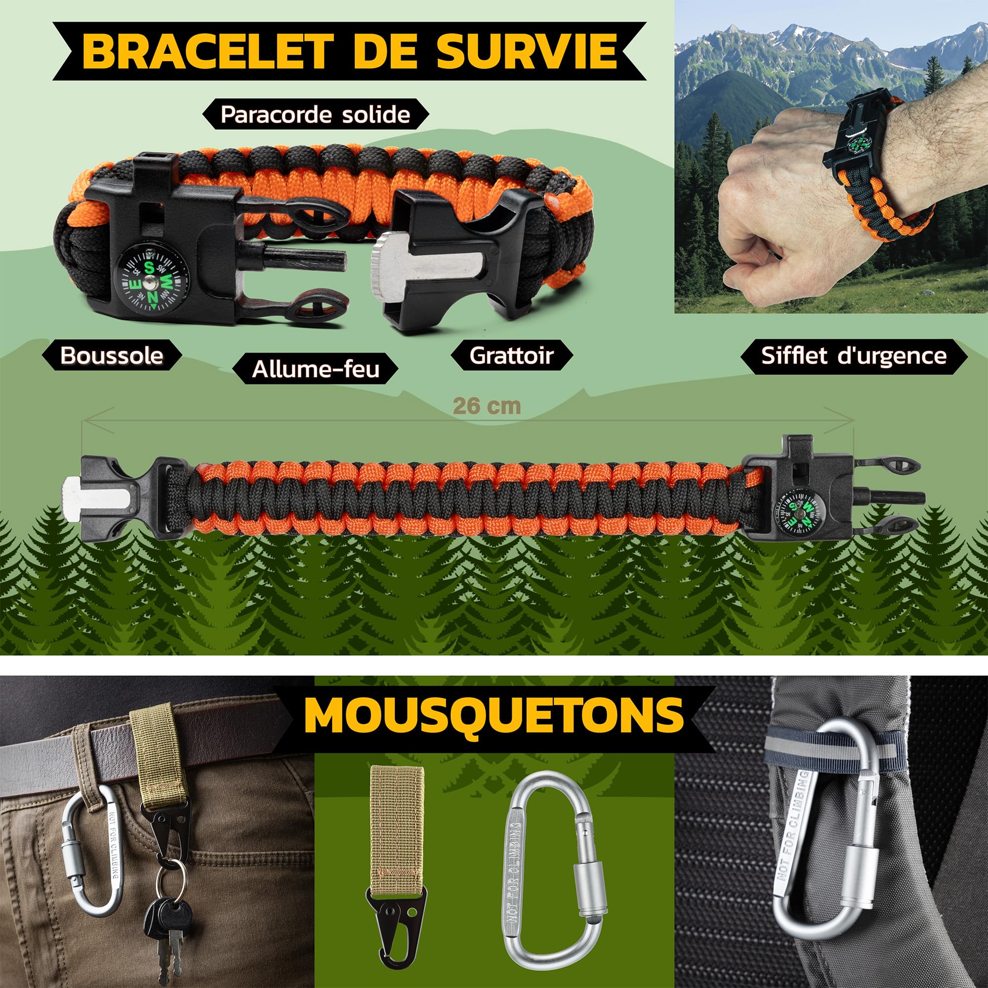 Mil-Tec Paracord Survival Kit XXL - Komplettes Überlebensset Für Outdoor & Camping