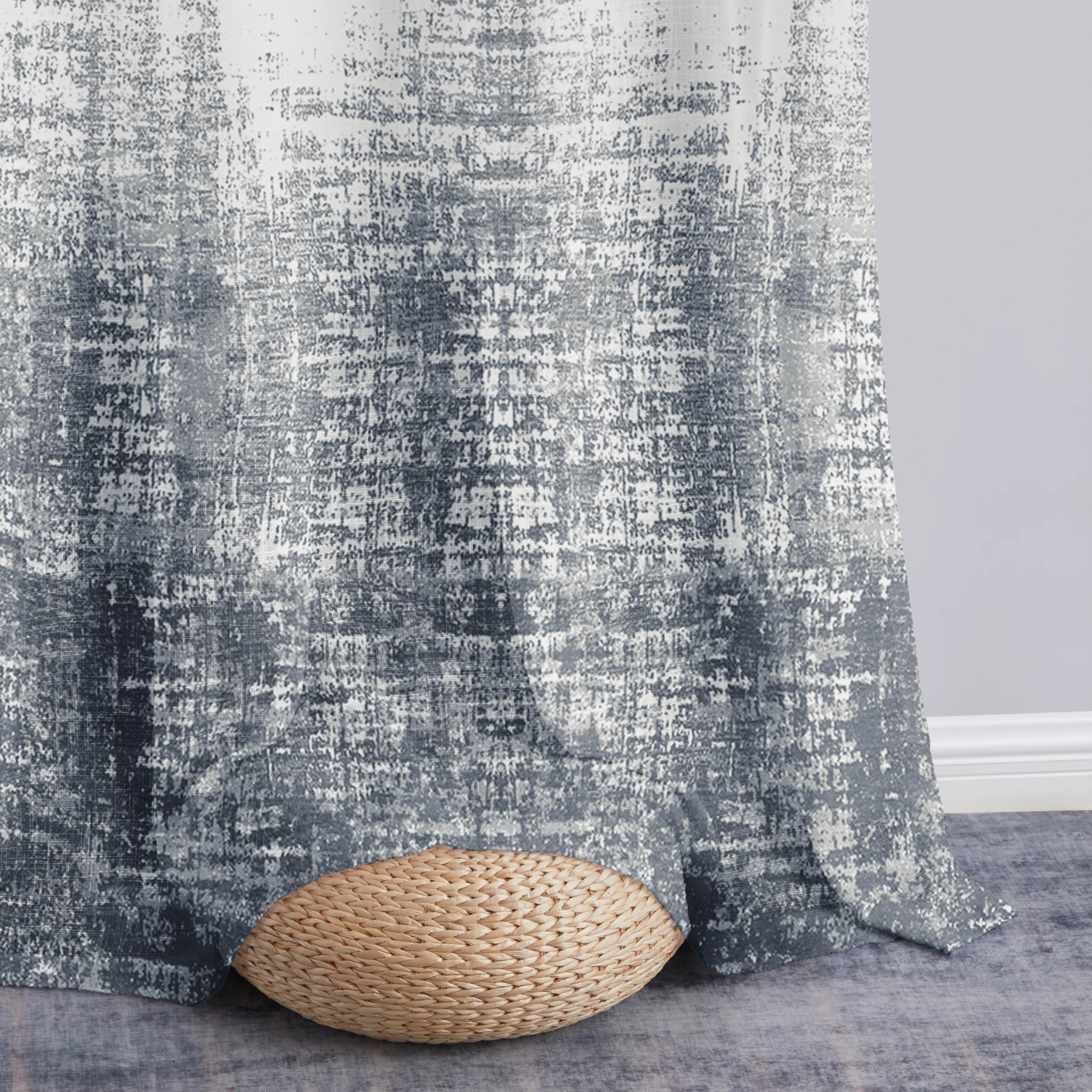 Story@Home Long Door Curtains 9 Feet Long Set of 2 | Grunge Print | Semi Transparent Curtain | Net Curtains | Sheer Curtain for Living Room | (118 x 275 cm, Grey & Ivory) | Perfect for Home Decor