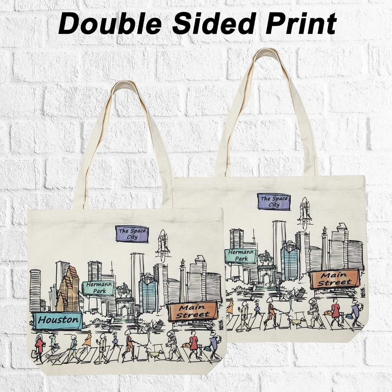 Cities Around the World Artwork Tote Bag Series- Designed in the USA, 17"x14", Double Sided Print, Souvenir & Gift - Image 5