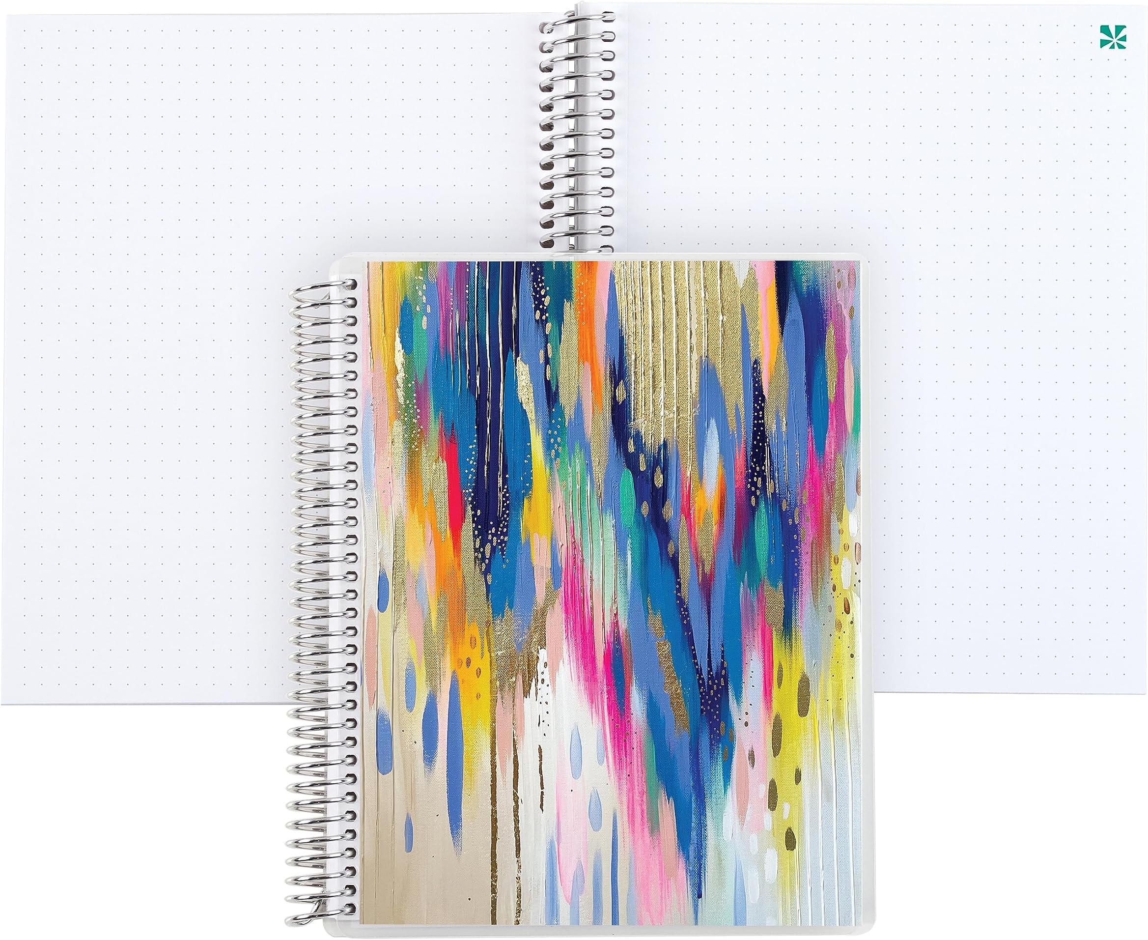 Erin Condren 7" x 9" Dot Grid Platinum Coiled Notebook - EttaVee Shine. 160 Dot Grid Pages for Note Taking & Design Notebook. 80 lb. Thick Mohawk Paper. Stickers Included