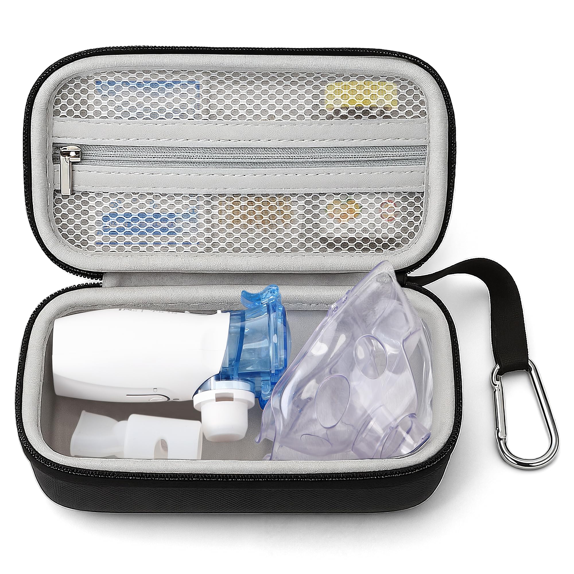 Carrying Case for Portable Nebulizer Travel Machine Case Inhaler Spacer Bag with Carabiner Clip, Handheld Inhaler Nebulizer Machine carrier for Adult