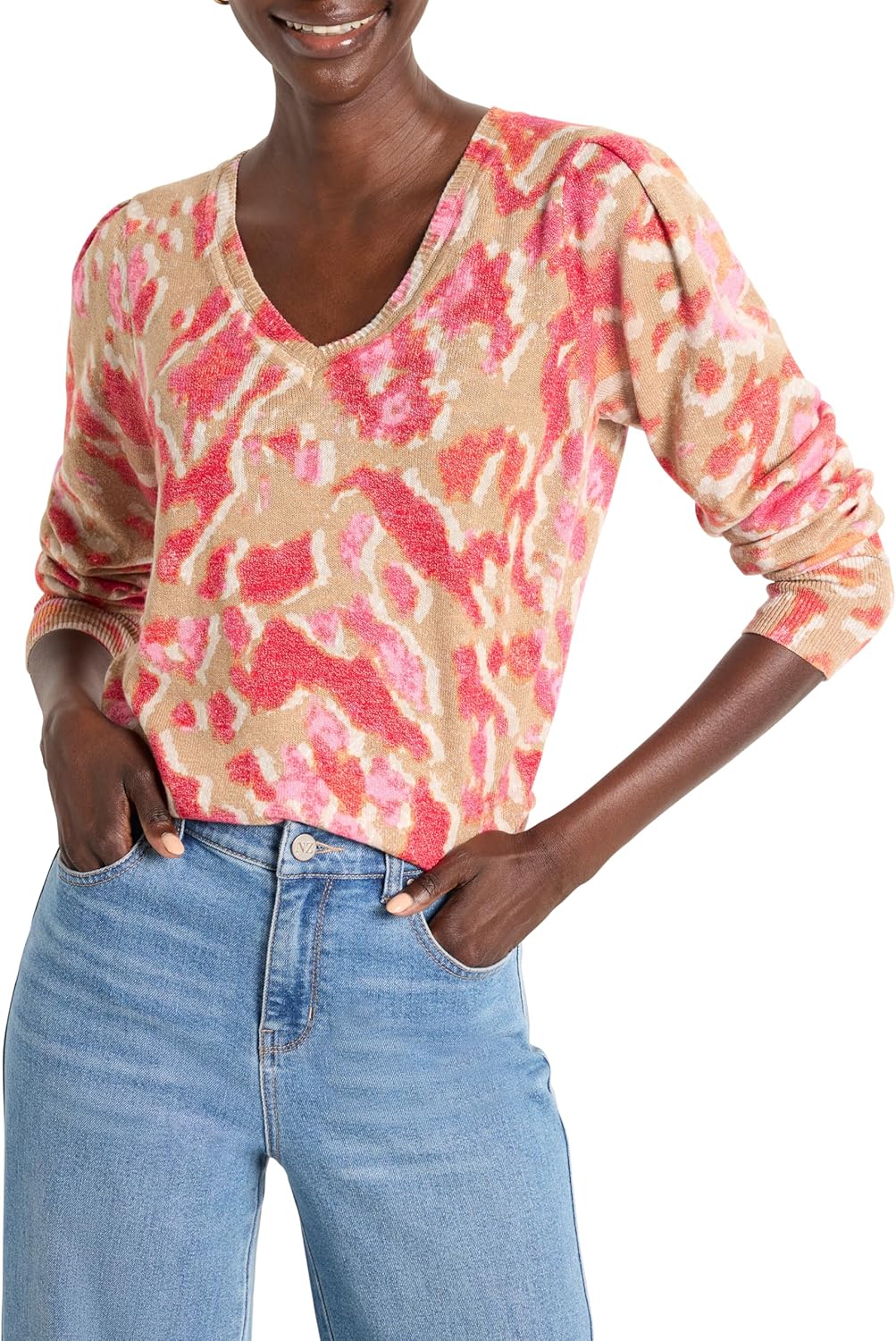 NIC+Zoe Women's Painted Ikat Sweater