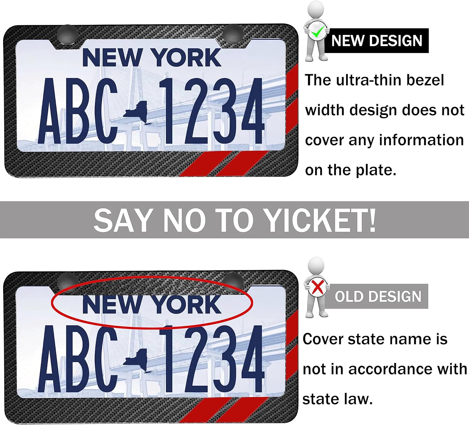 YOSRTER 2PCS Aluminum License Plate Frame for Dodge Accessories, License Plate Cover Frame Matte License Plate Cover Car Front and Rear Decoration(Carbon Fiber Trim) - Image 5
