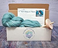 Vista 4 de Aprende a girar - Kit de Spinning para principiantes con husillo de caída y lápiz merino Roving. Elige tu color y haz hilo! Color: Everest