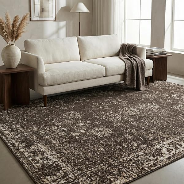 Earthy Brown Rug Ideas for Living Room Balance 35 French-Inspired Vintage Brown Area Rug