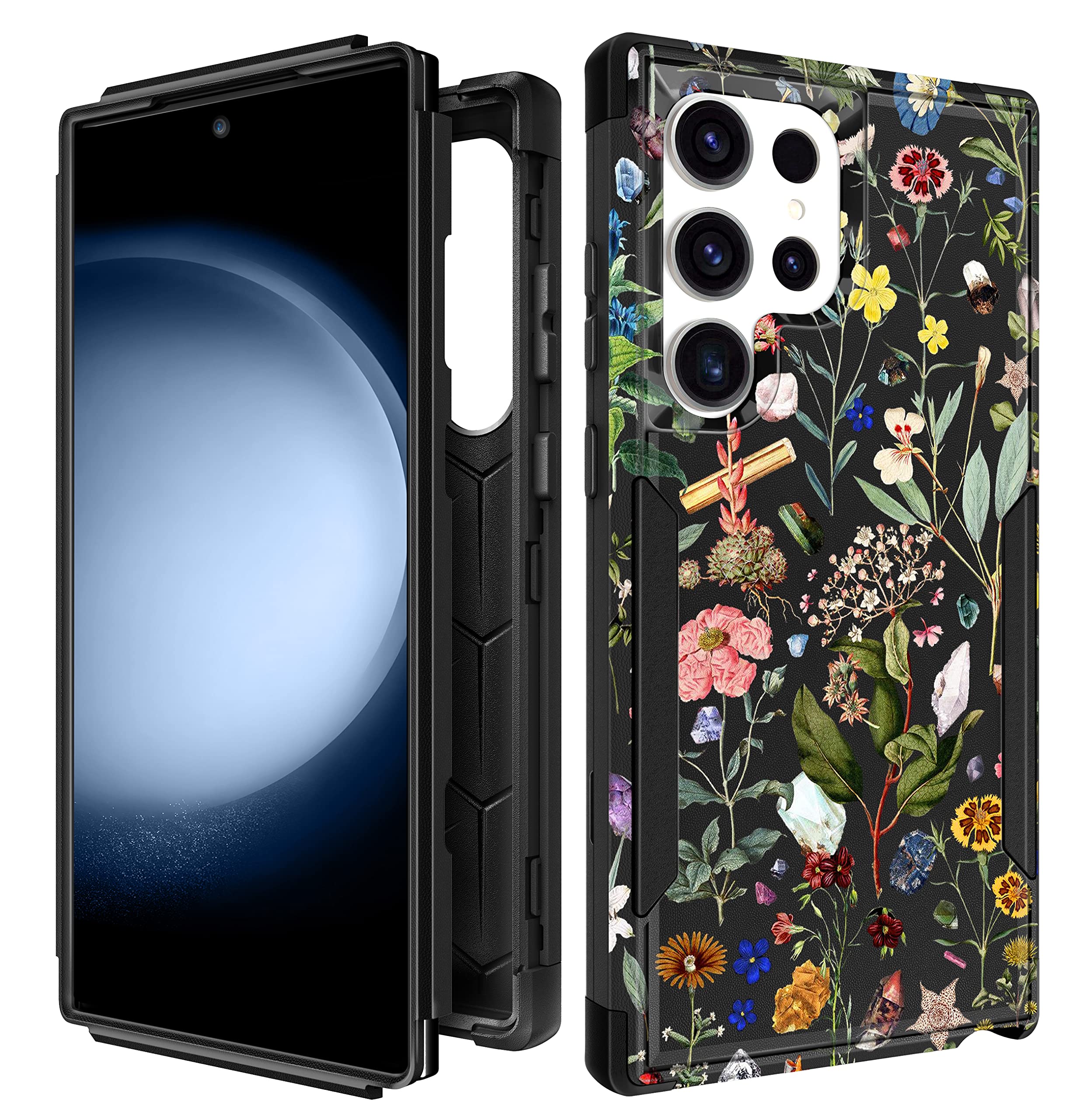 Plakill for Samsung Galaxy S23 Ultra Case - Women Cute Girls Phone Cover Cool Aesthetic Unique Design Teen Kawaii Flower Floral Heavy Duty Protective