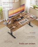 VASAGLE Bureau Électrique Réglable en Hauteur, 140 x 70 cm, Support d'Écran à Montage Flexible, Tiroir, Port USB-C, Rappel de Sédentarité, pour Télétravail, Marron Rustique LSD154KD01 - 5