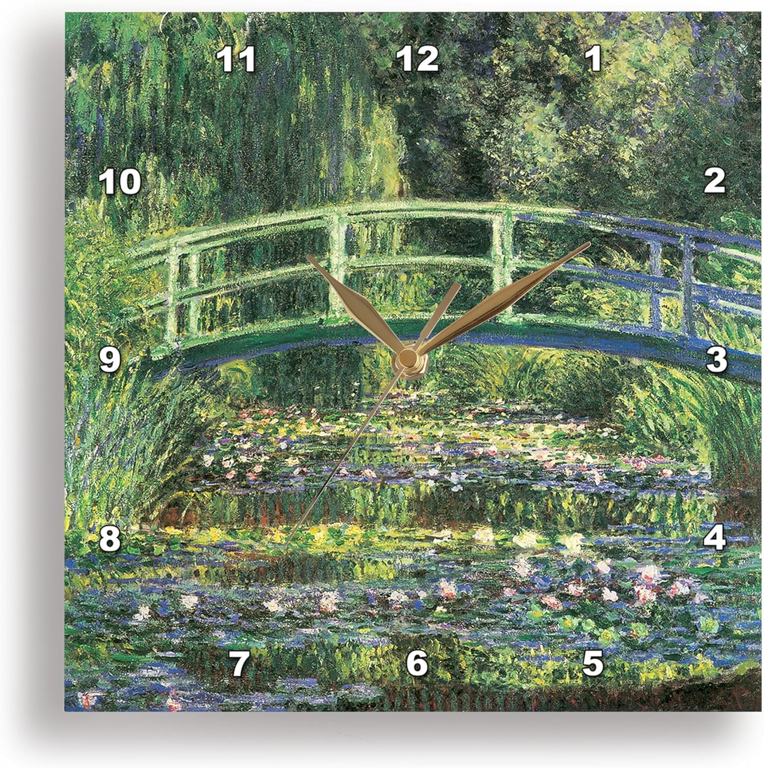 3dRose DPP_126630_2 Water Lilies and Japanese Bridge by Claude Monet 1899 Wall Clock, 13 by 13-Inch