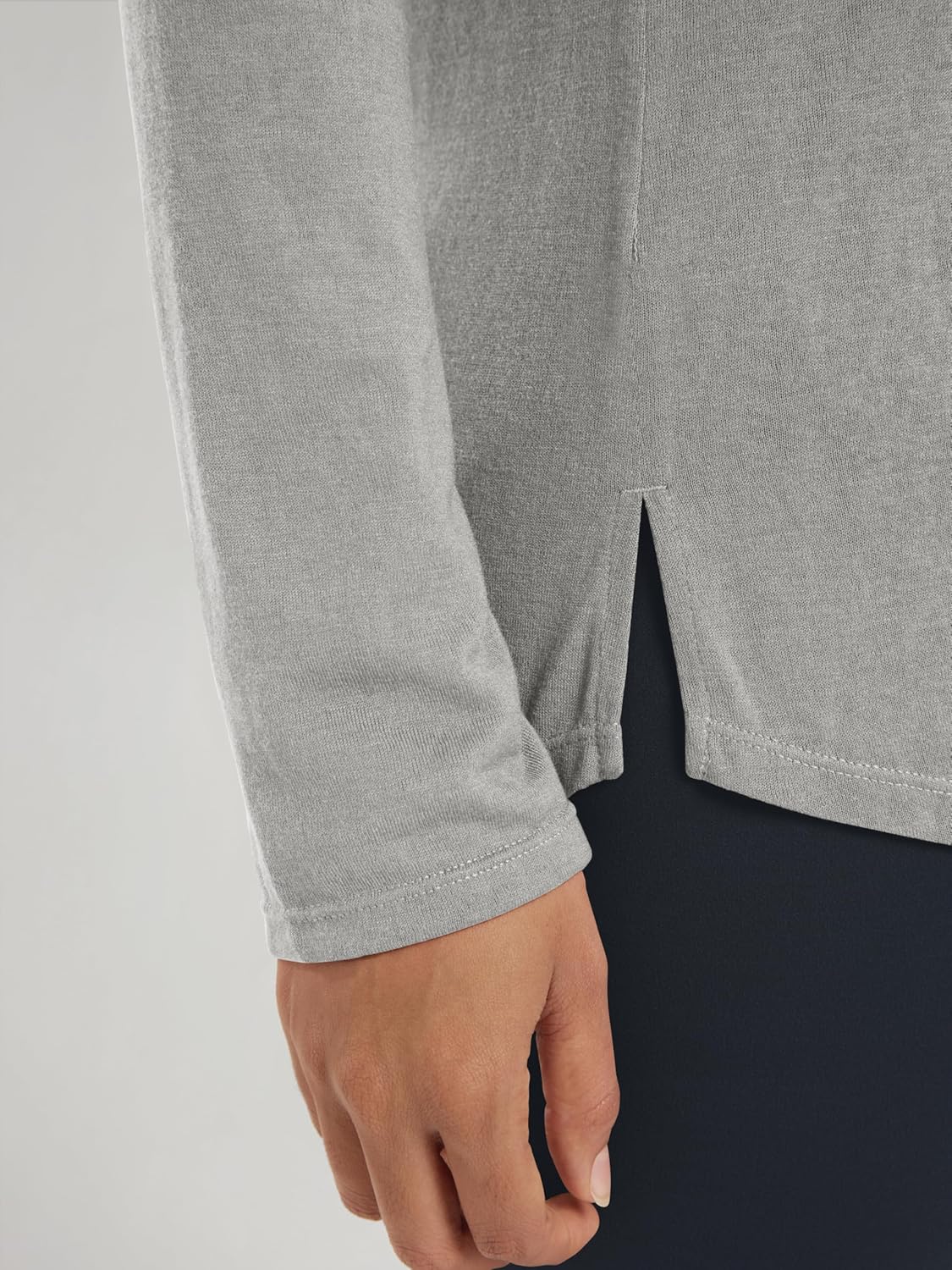 ODODOS Women's Long Sleeve Tunic Top - Ultralight Soft Breathable Side Slit Basic Tee Yoga Workout T-Shirt - Image 5