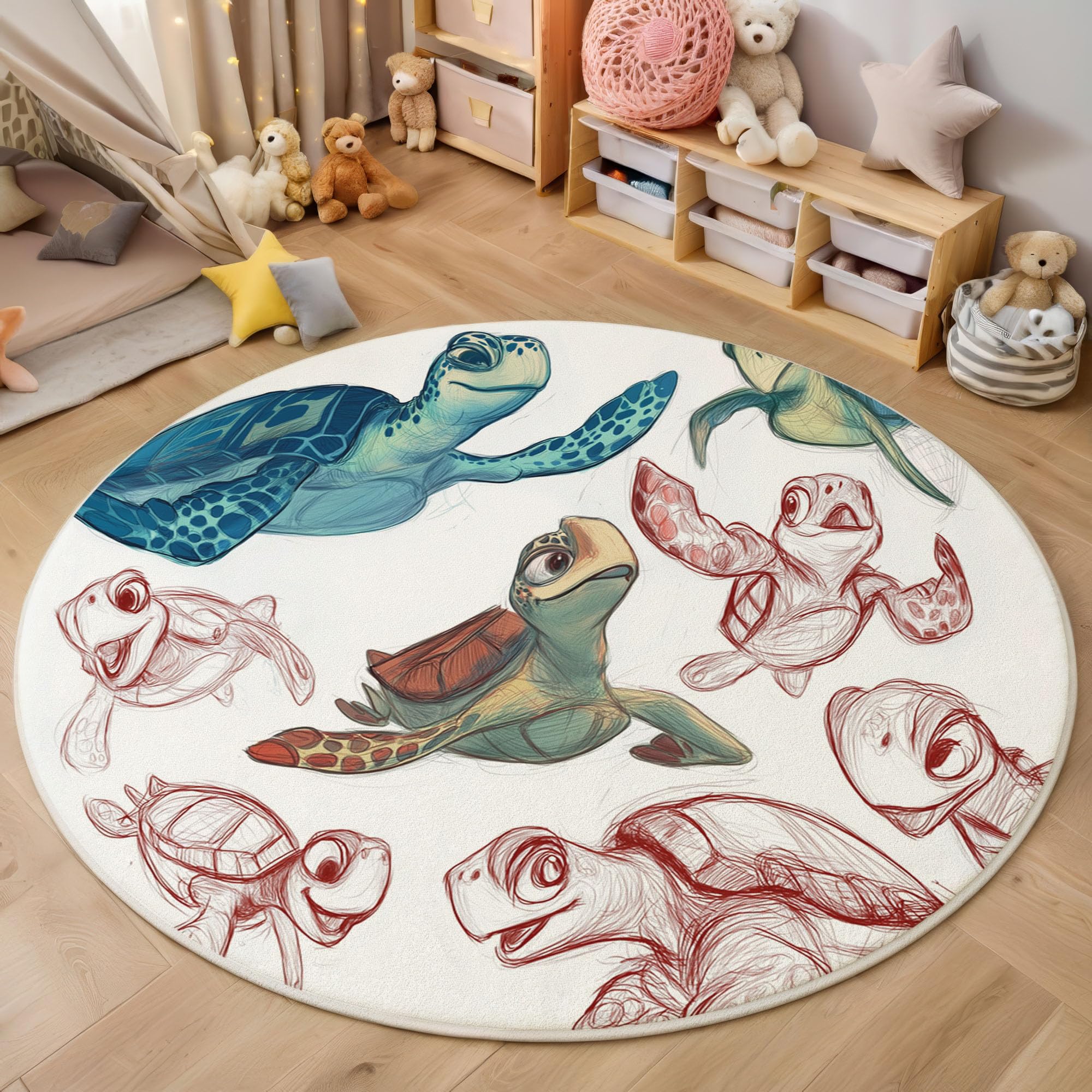 Tapis rond lavable anti-glisse pour sécuriser la chambre des enfants