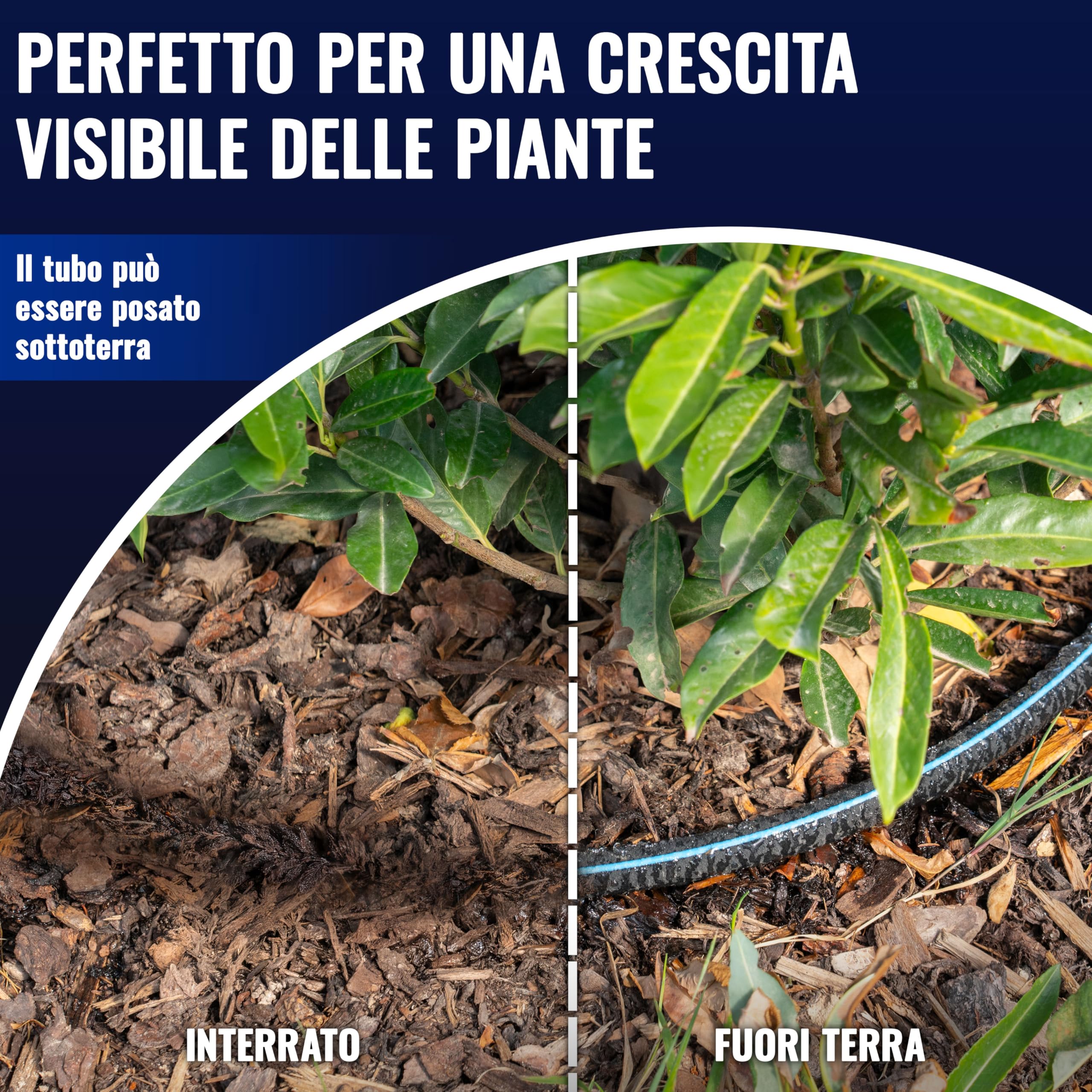 Poppstar Tubo poroso 15 m (tubo microforato per irrigazione giardino, diametro interno 1/2") con raccordo rapido per valvola manuale, nero