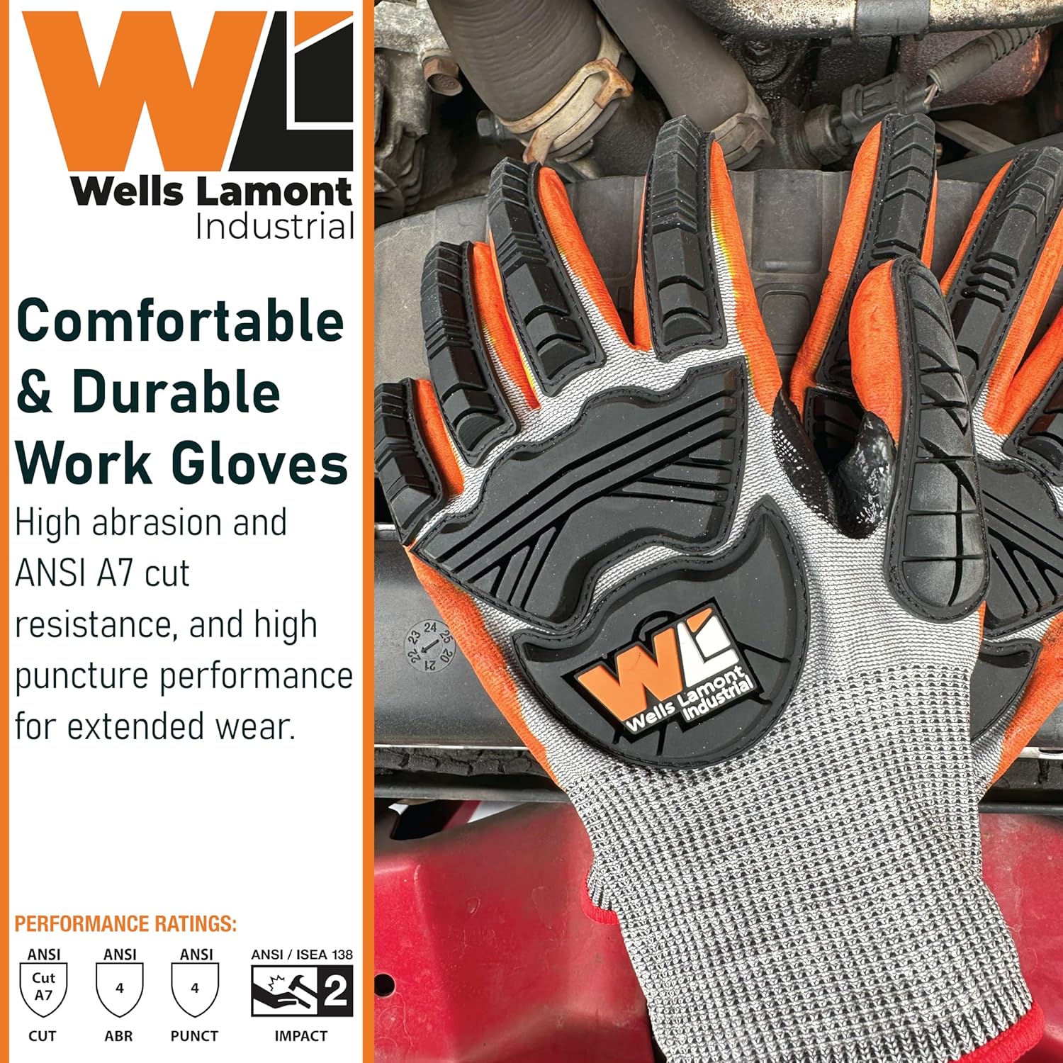 Wells Lamont Cut Resistant Nitrile Work Gloves – ANSI Rated, Touchscreen, Puncture Resistant – Safety Gloves