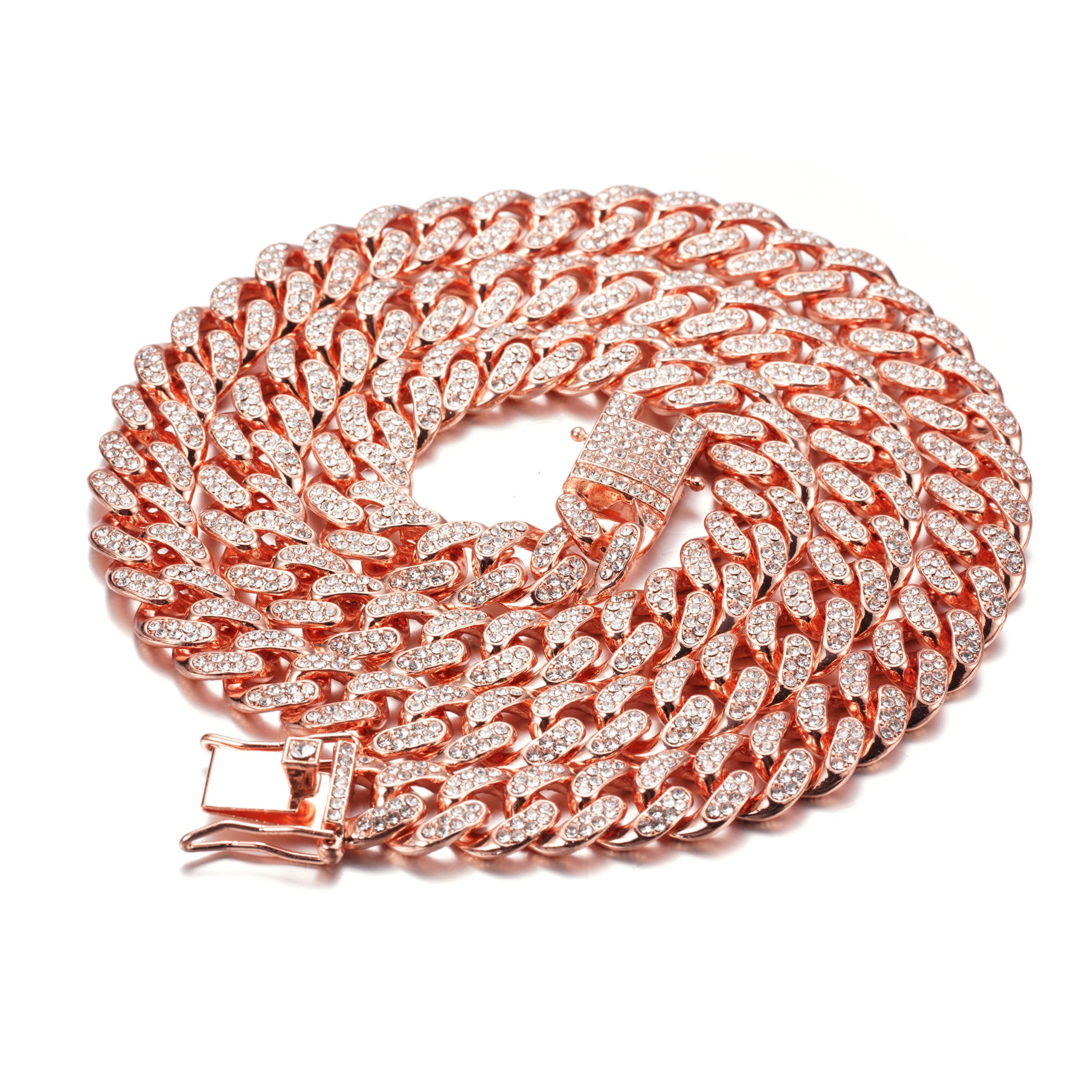 HALUKAKAH Catena Oro per Uomo,14/20MM Placcato Oro Reale 18k/Platino Oro Bianco Catena Cubana Bracciale Collana Girocollo,Diamanti da Laboratorio Set a Mano,Pacco Regalo Gratuito