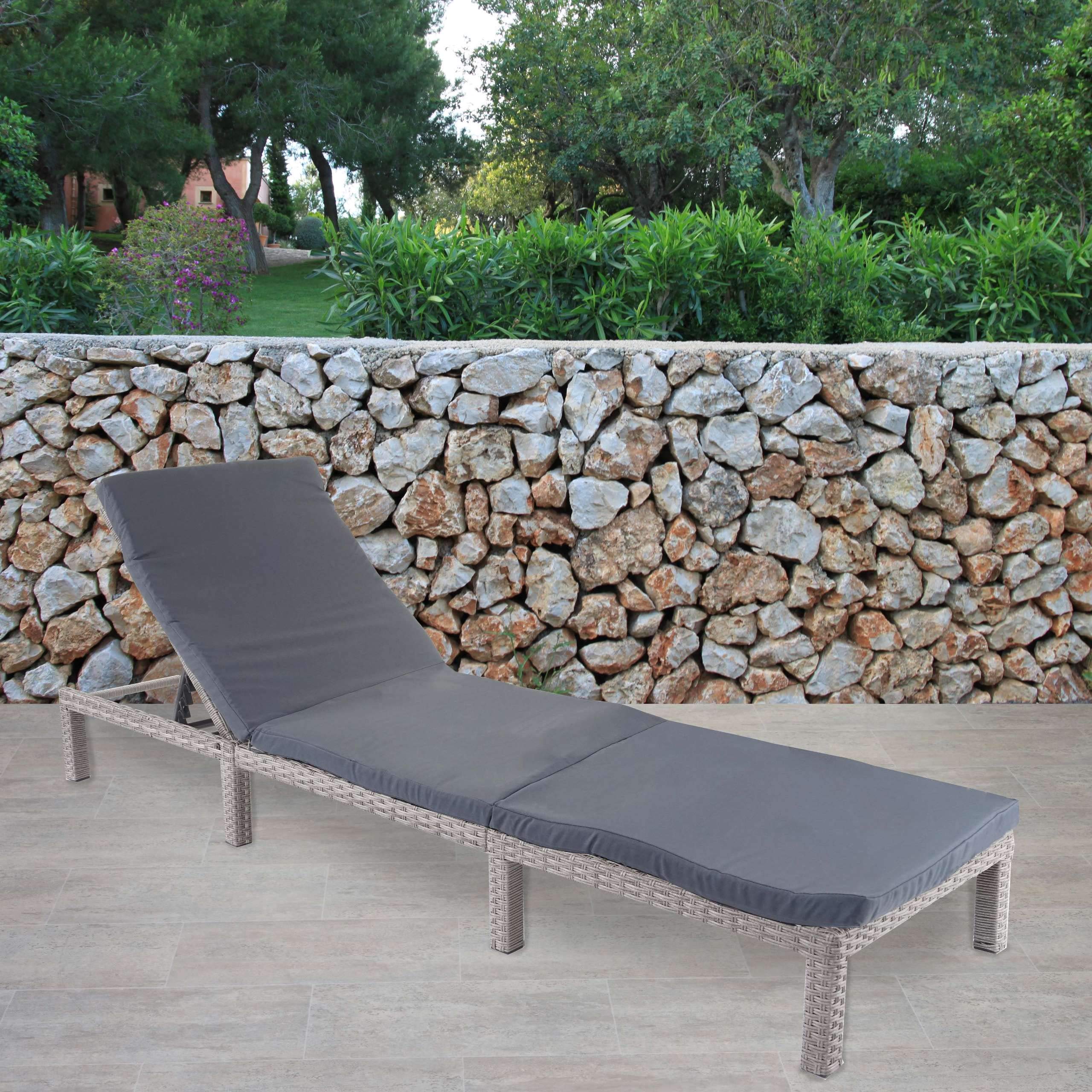 Lettino da giardino con tettuccio in polyrattan grigio mélange