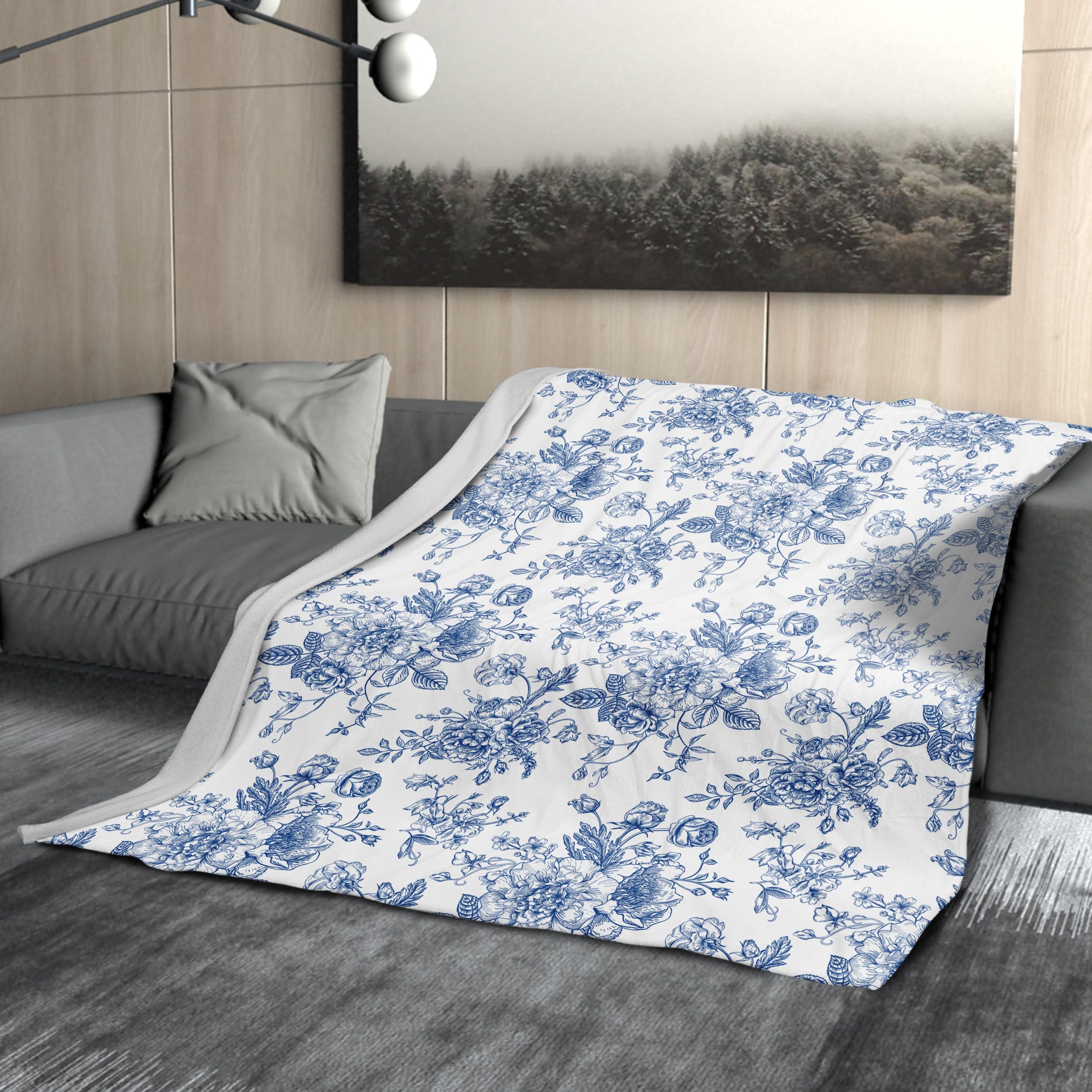 Amazon.com: Blue Floral Blanket 80