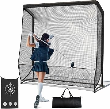 Golf Hitting Net 10x7ft / 7x7ft, Heavy Duty 32mm Steel Frame Golf Practice Nets for Backyard Driving Chipping, Portable Golf Impact Nets Indoor and Outdoor