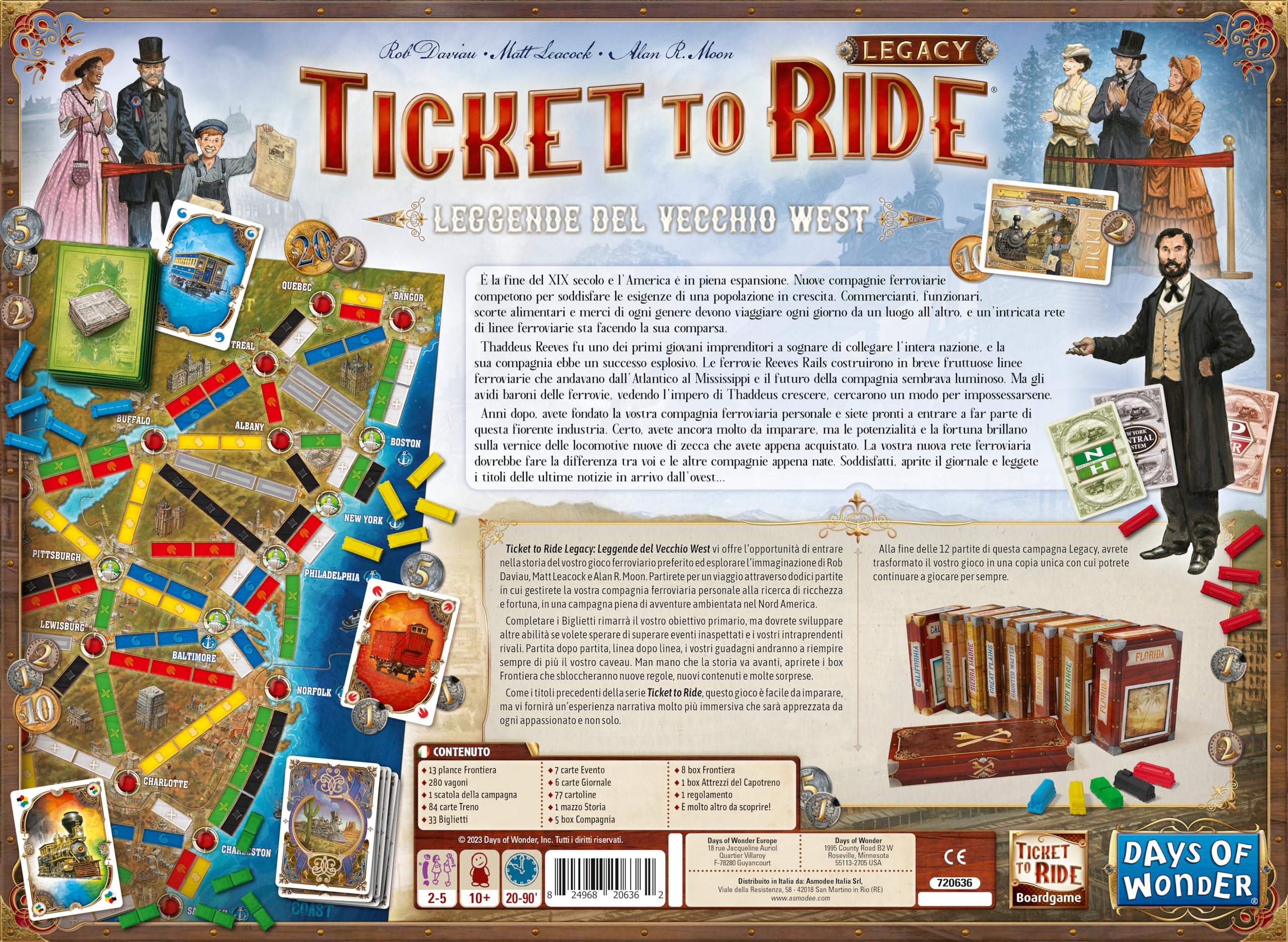 Asmodee - Ticket to Ride Legacy: Leggende del Vecchio West - Gioco da Tavolo di Avventure Ferroviarie per Famiglie e Esperti - 2-5 Giocatori, 10+ Anni, Edizione in Italiano