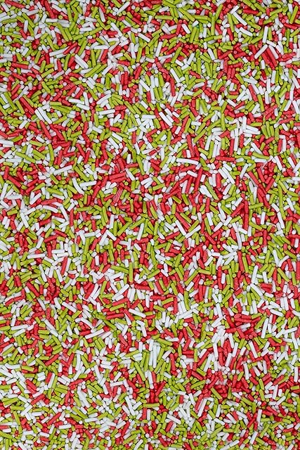 SPRINKLY - Matt Sugar Strands - Red, White & Light Green - 175ml/6oz Pot